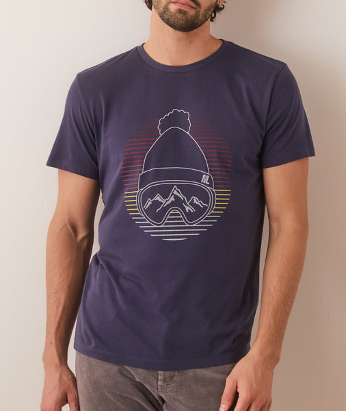 T-Shirt Marine Layer Signature Crew Ombré Bleu Taille L - Neuf Avec Petit Défaut