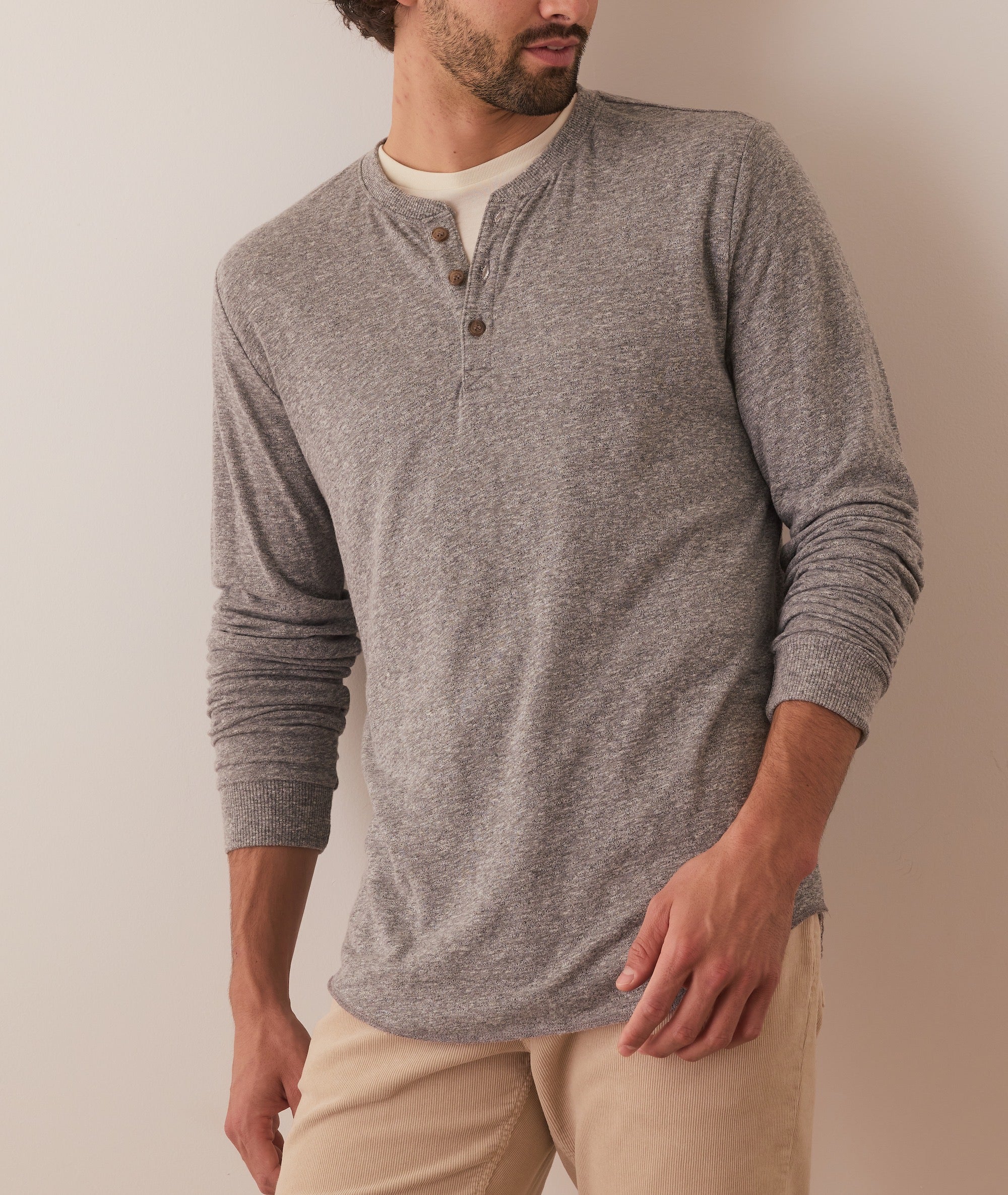 Double Knit Henley Marine Layer