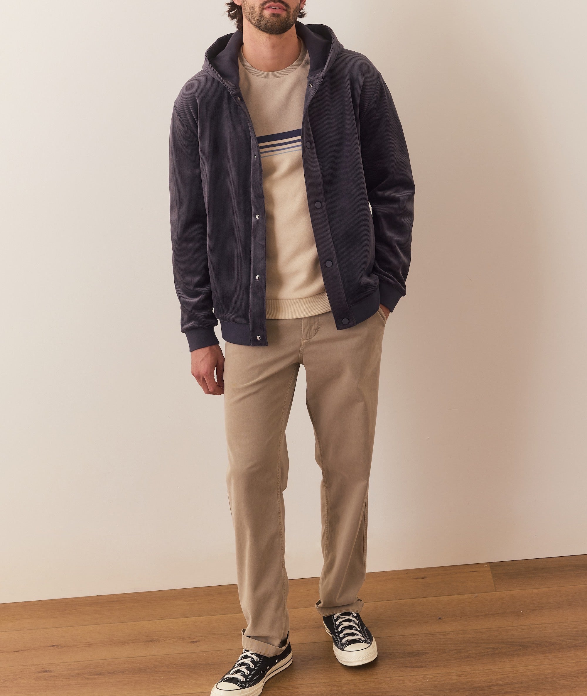 Cord hooded jacket shop