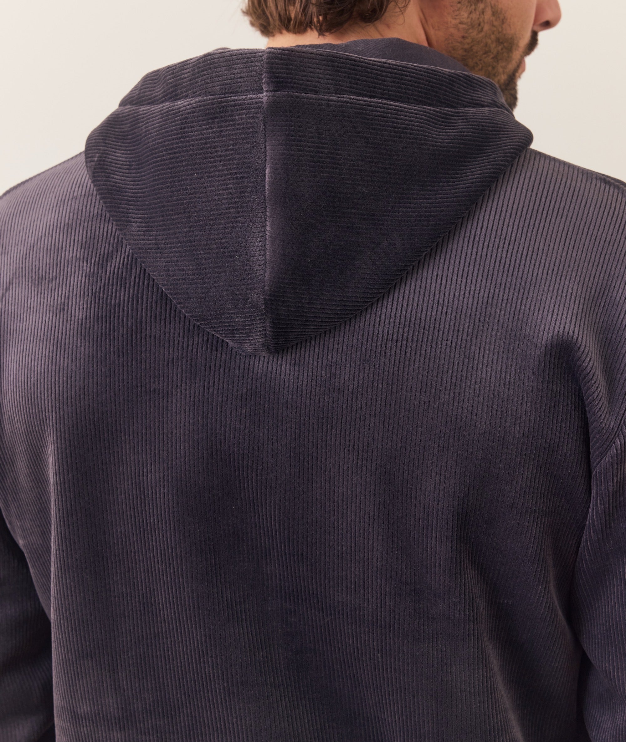 Cord Velour Snap Hoodie