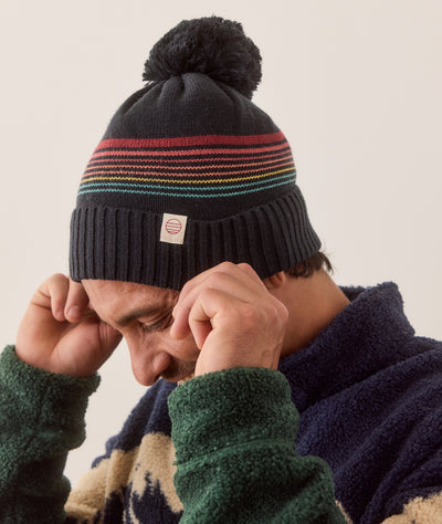 Archive Stripe Pom Beanie
