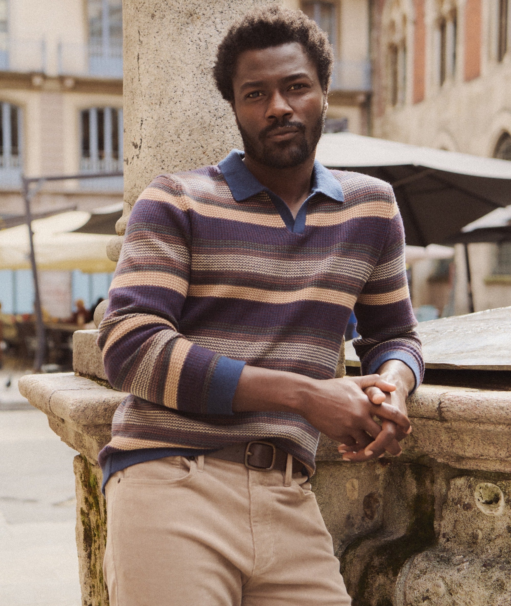 Marine Layer Liam Long Sleeve Sweater Polo, Warm Multi Stripe / XL Marine Layer Liam Long Sleeve Sweater Polo, Warm Multi Stripe / XL