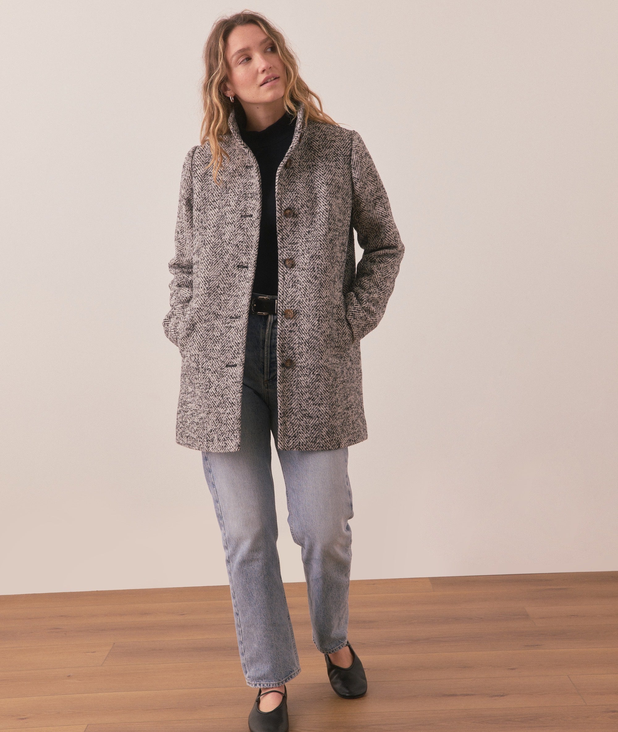 Herringbone cocoon coat shop