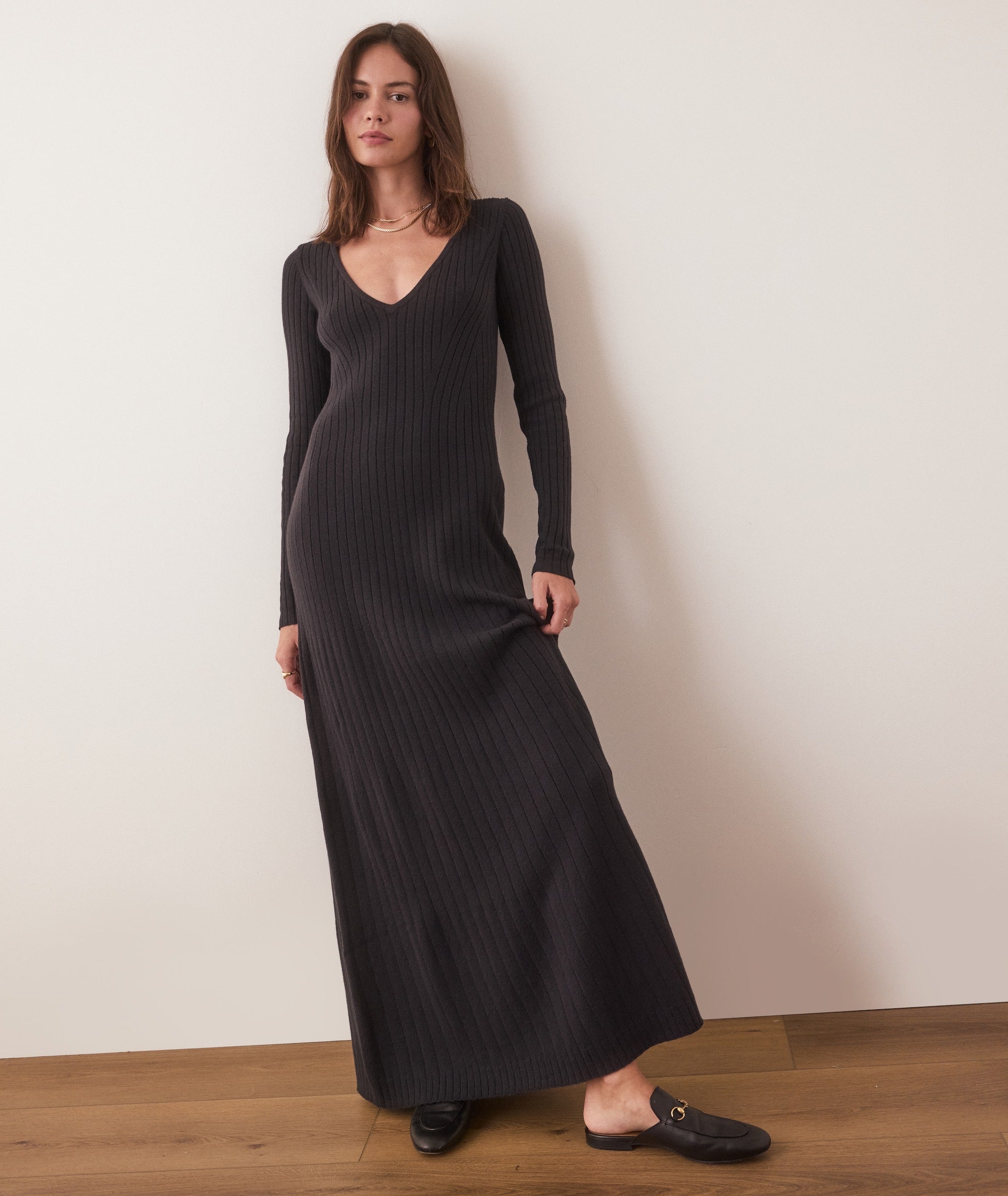 Women's Jade Midi Sweater Dress | Black | Large by Marine Layer Women's Jade Midi Sweater Dress | Black | Large by Marine Layer