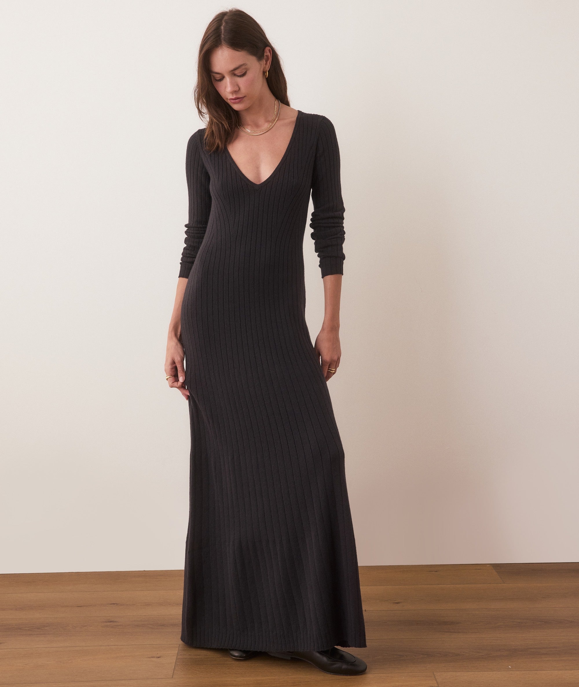 Women's Jade Midi Sweater Dress | Black | Large by Marine Layer Women's Jade Midi Sweater Dress | Black | Large by Marine Layer