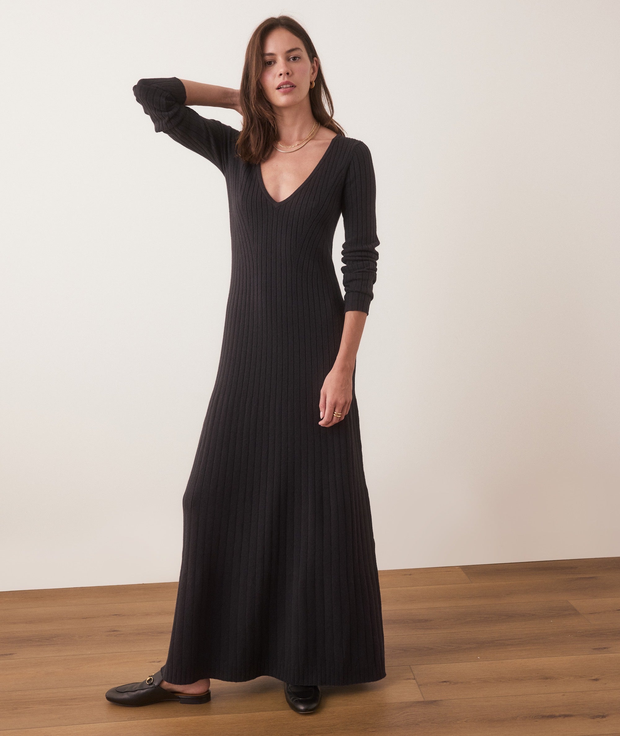 Women's Jade Midi Sweater Dress | Black | Large by Marine Layer Women's Jade Midi Sweater Dress | Black | Large by Marine Layer