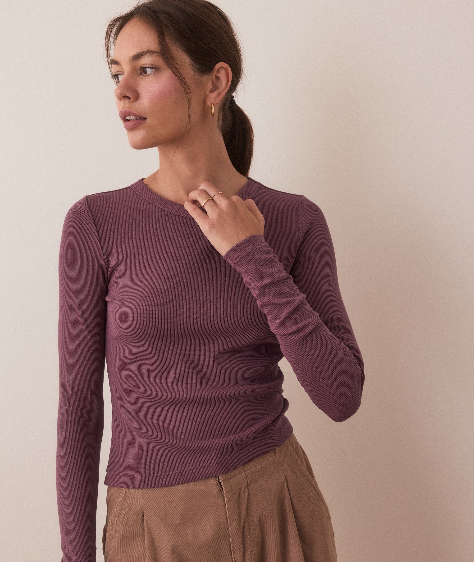 Lexi Rib Sun-In Longsleeve Crew Tee