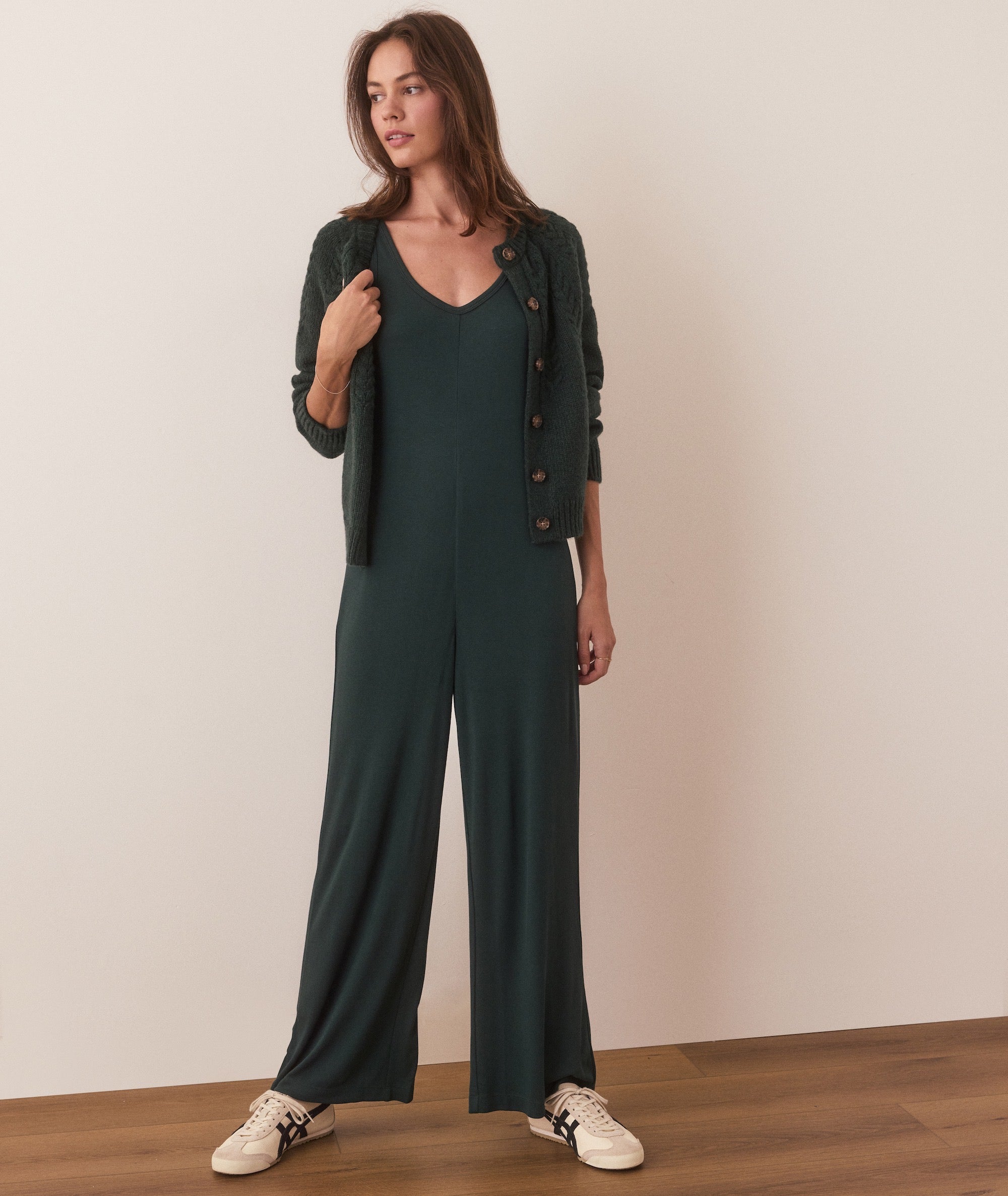 Women s Lexi Rib Lounge Jumpsuit Green Small by Marine Layer