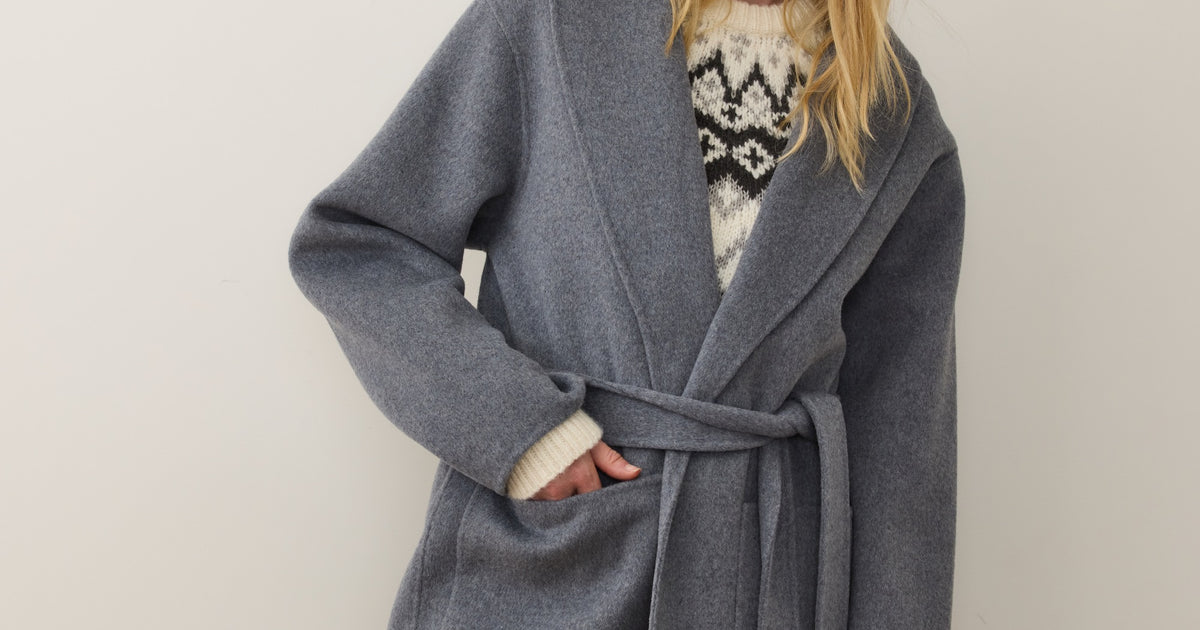 Long Belted Wool Coat for Women - Lia