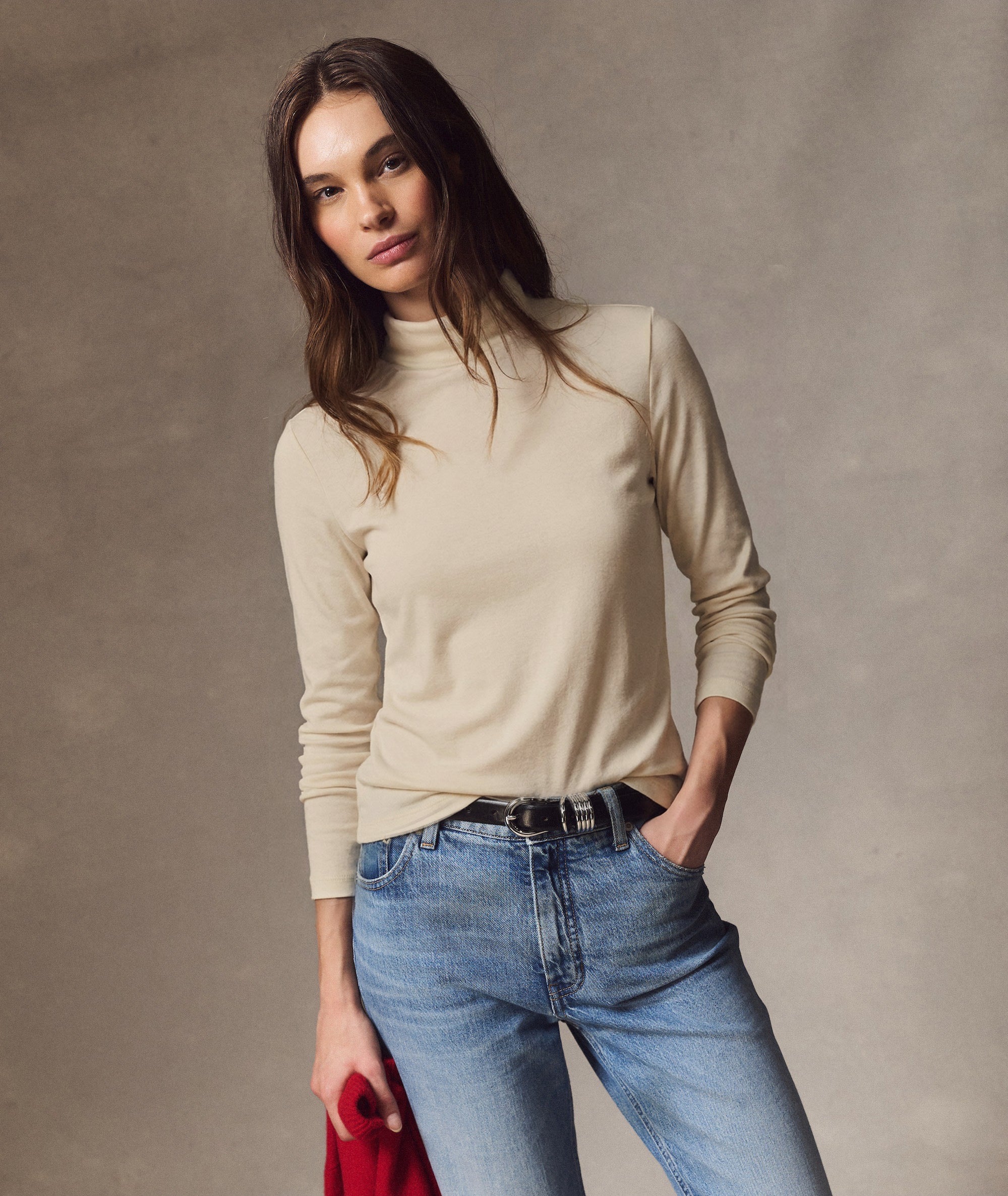 Mini Rib Mock Neck Tee