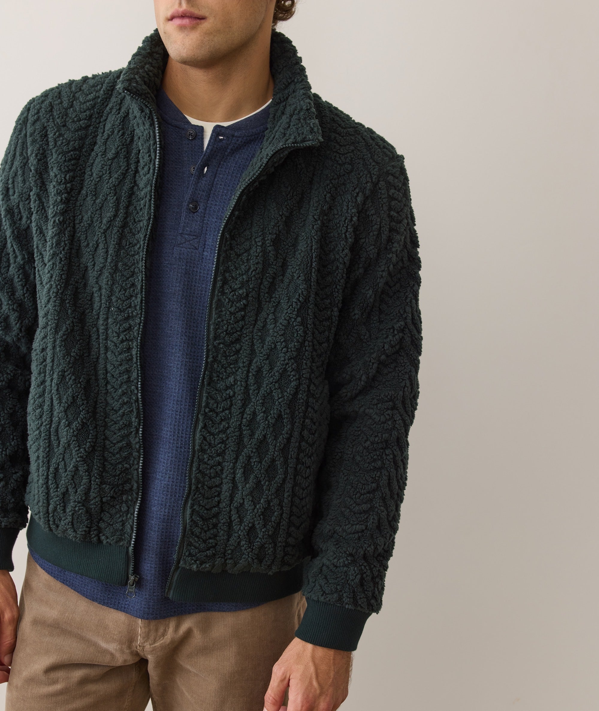 Jacquard Sherpa Full Zip Jacket