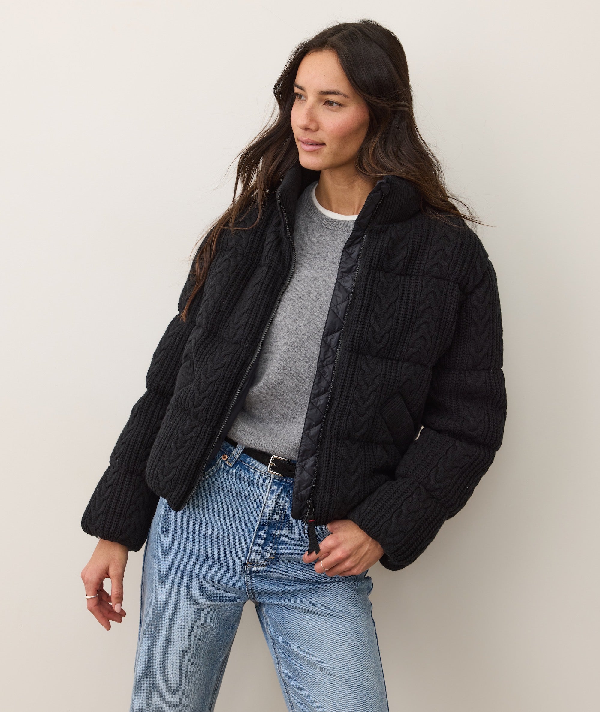 Alba Cable Knit Reversible Puffer – Marine Layer