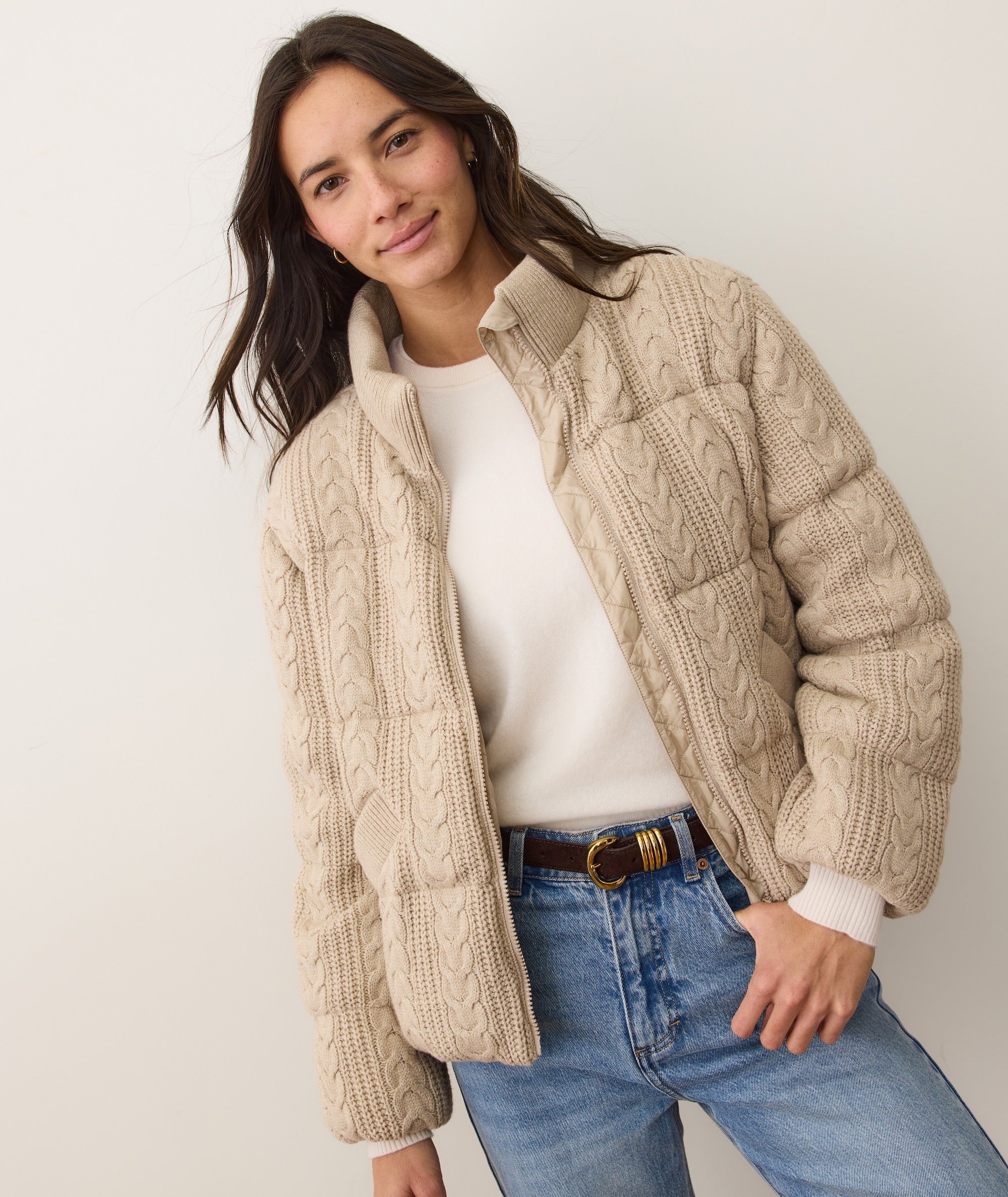 Alba Cable Knit Puffer