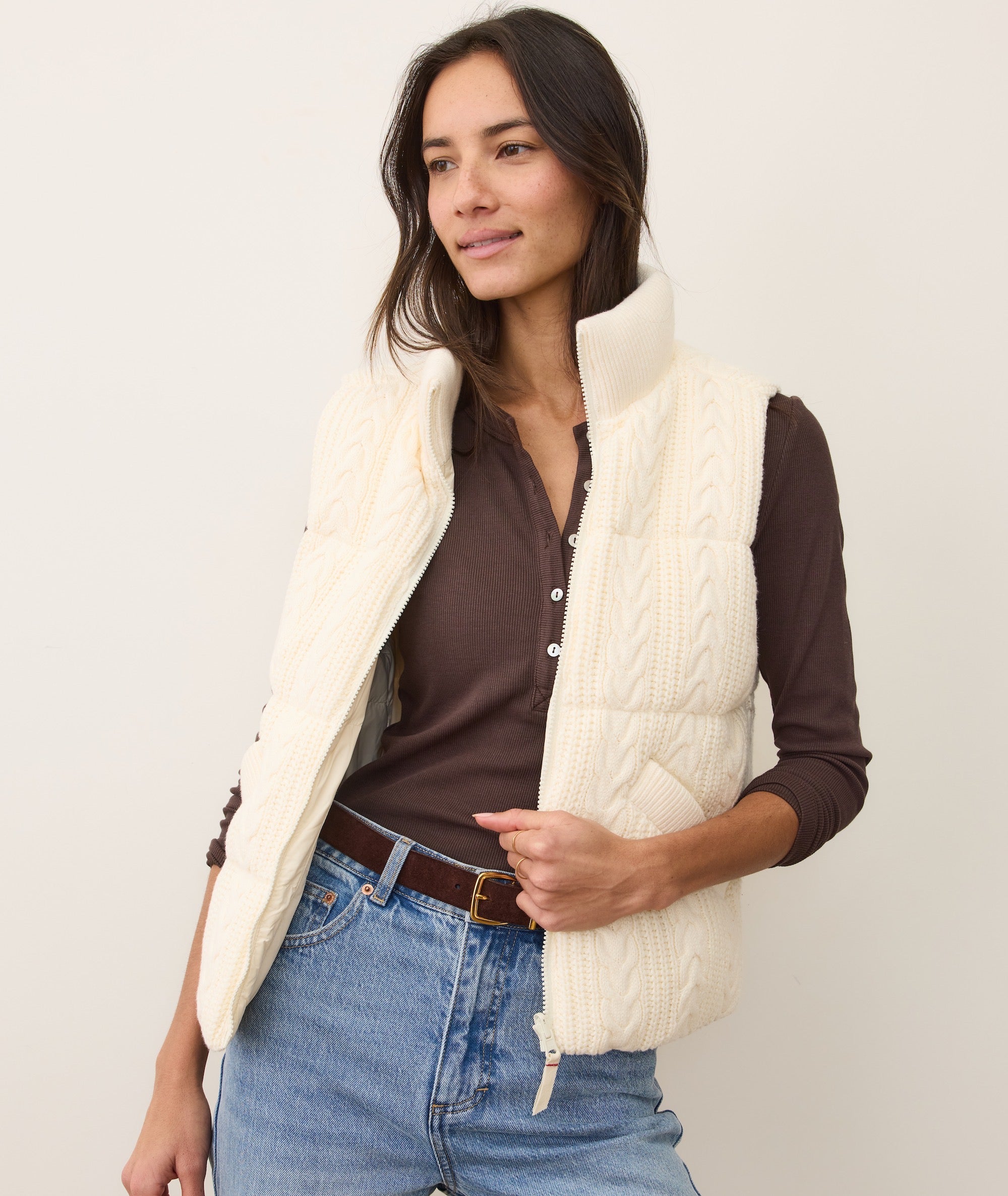 Alba Cable Knit Reversible Puffer Vest