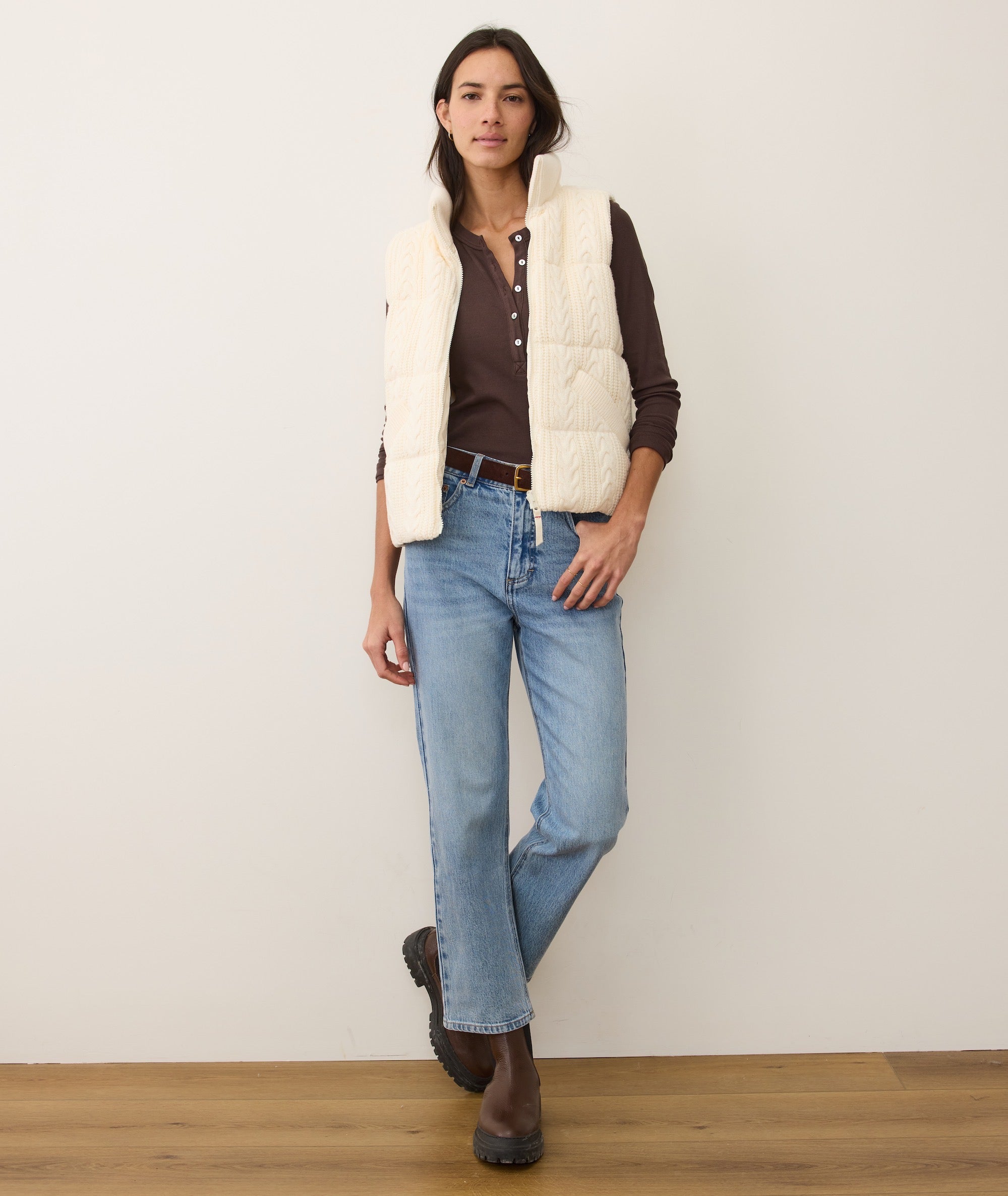 Alba Cable Knit Reversible Puffer Vest