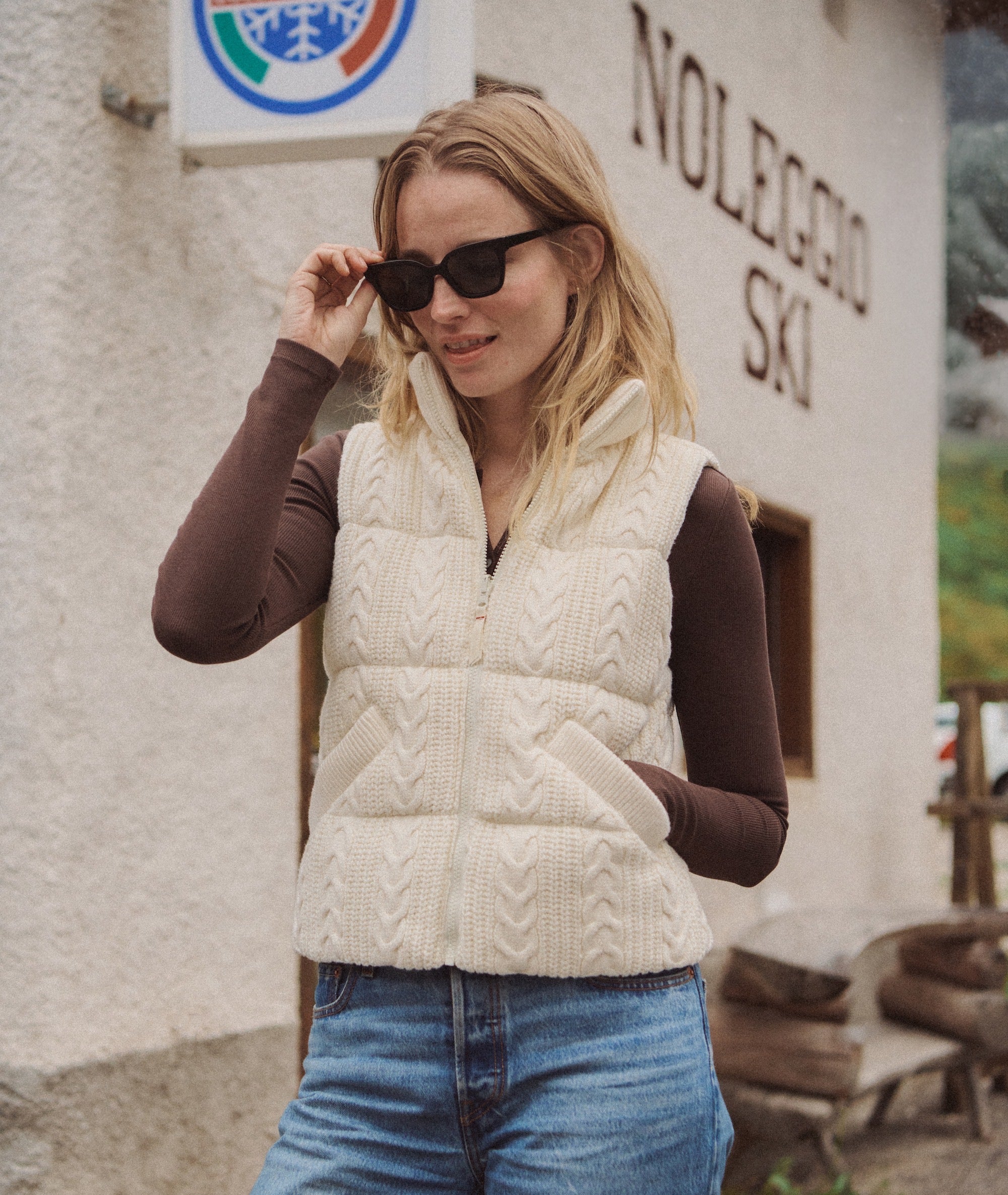 Alba Cable Knit Reversible Puffer Vest