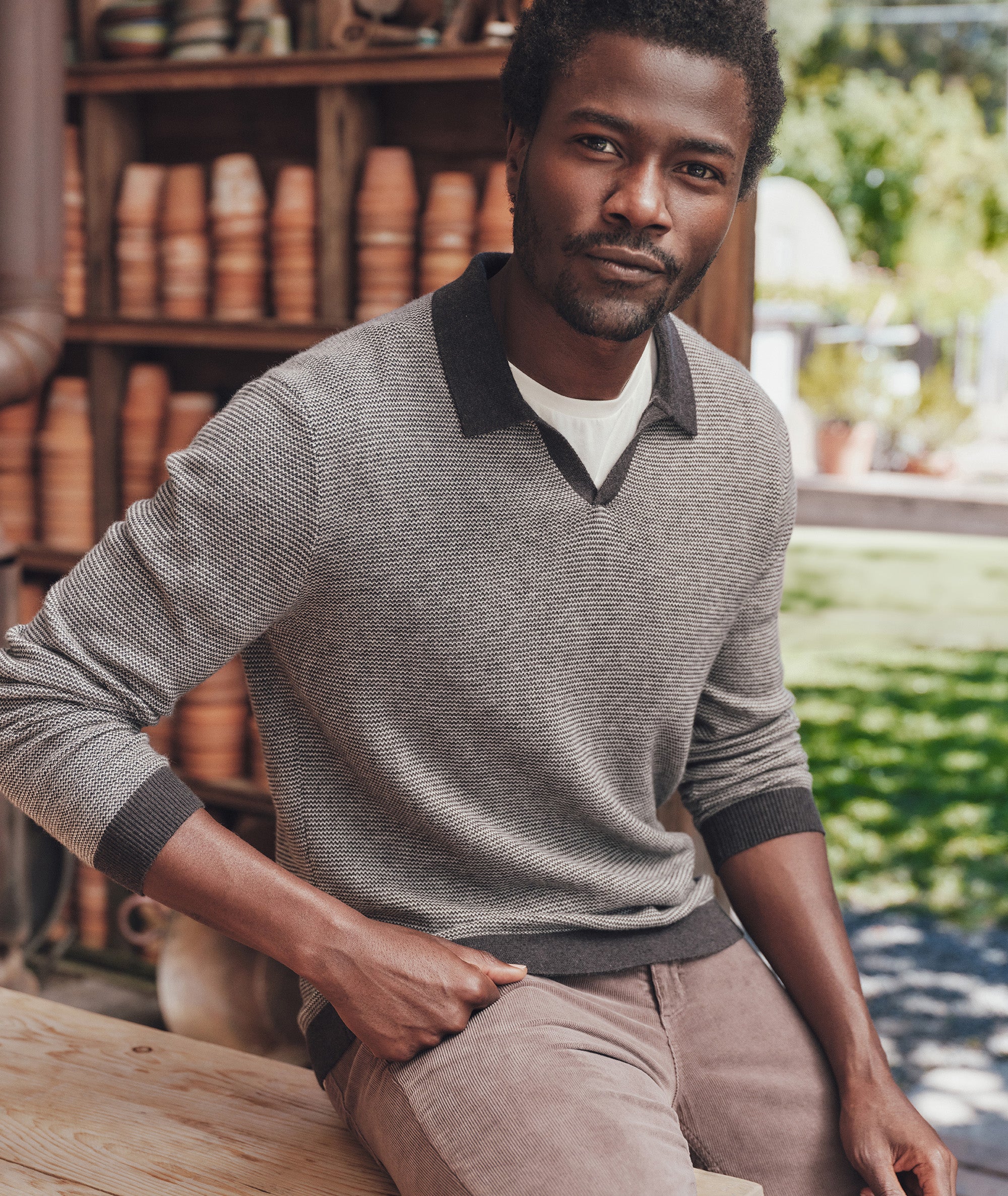 Long Sleeve Sweater Shirt Legend™ Sweater Shirt Fossil Grey Twill