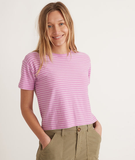 Lydia Textured Stripe Top in Violet