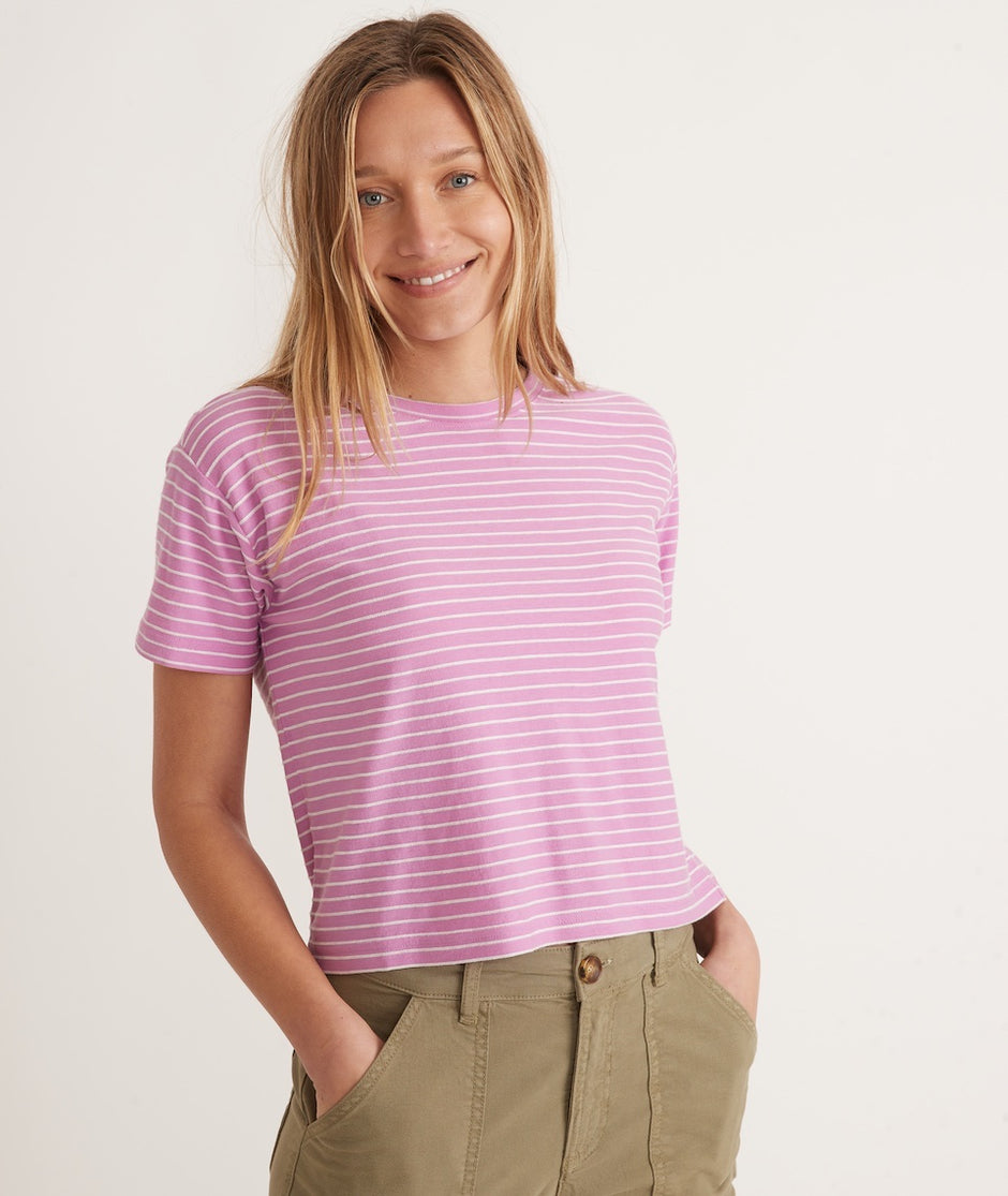 Lydia Textured Stripe Top in Violet