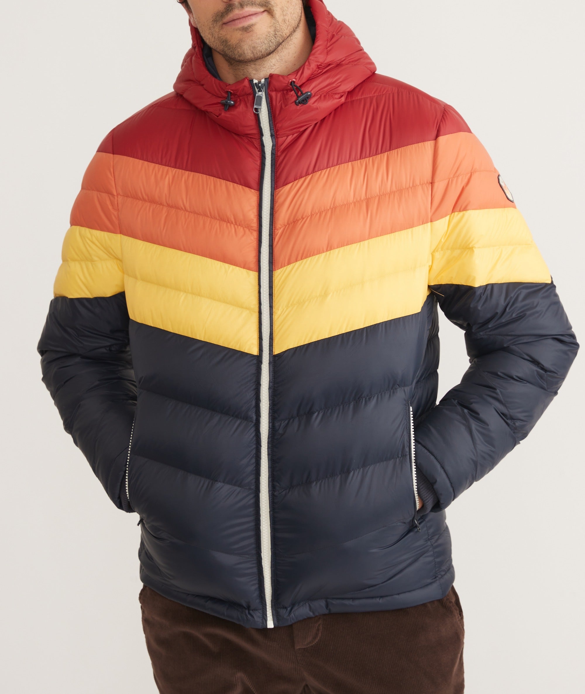 Puffer block color utility jacket top