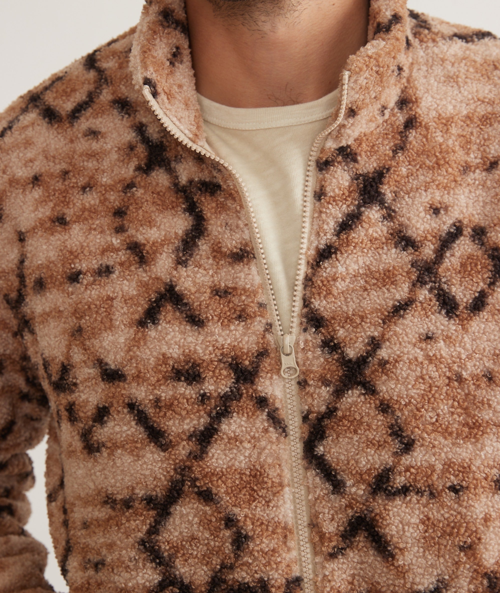 Tan sherpa hotsell zip up jacket