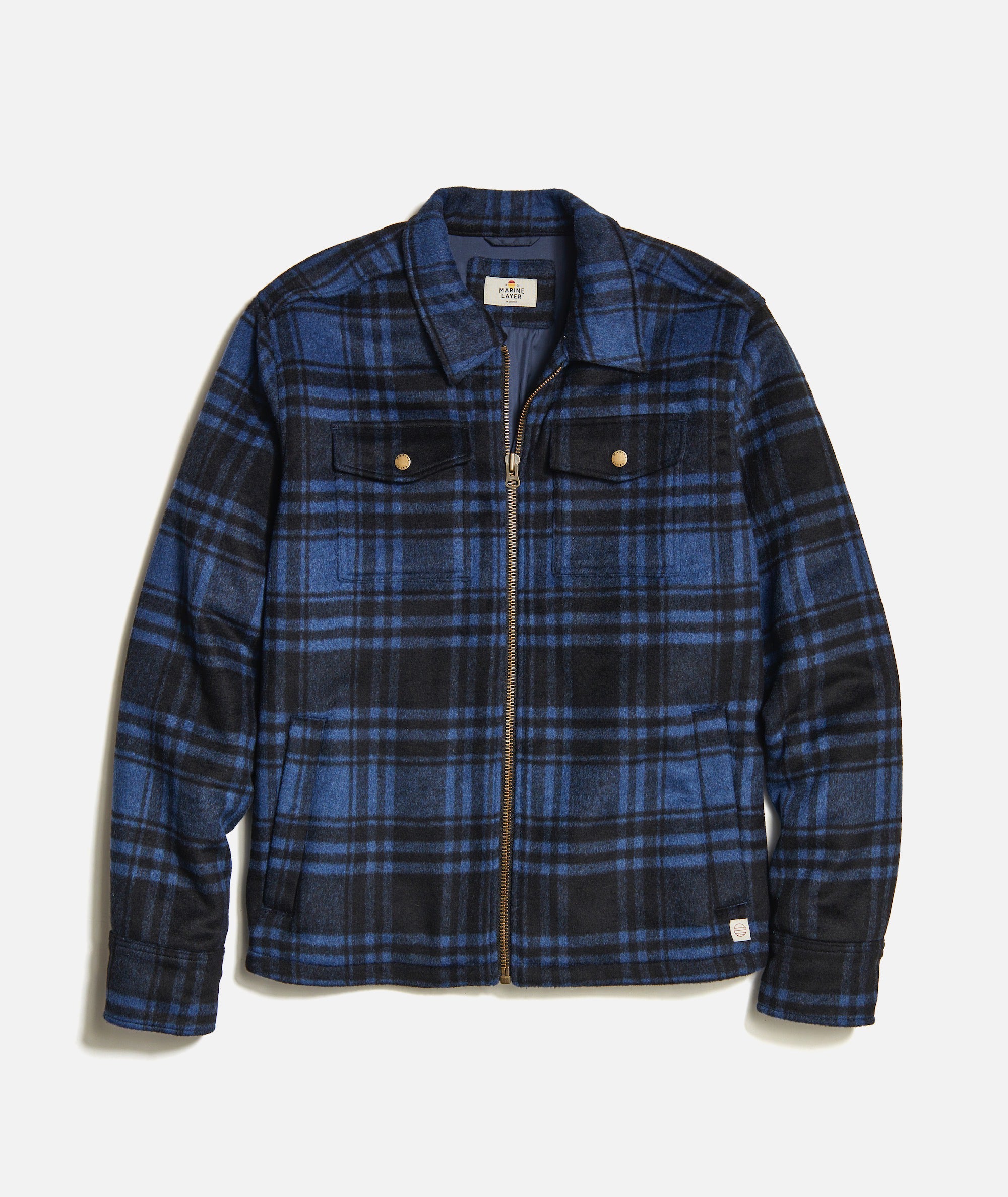 Blue and black plaid jacket on sale