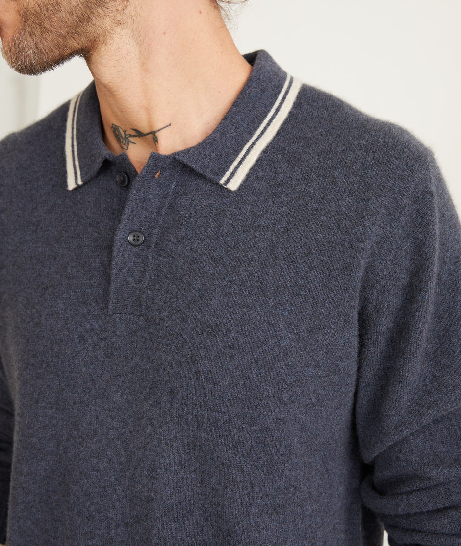Cashmere Tipped Sweater Polo