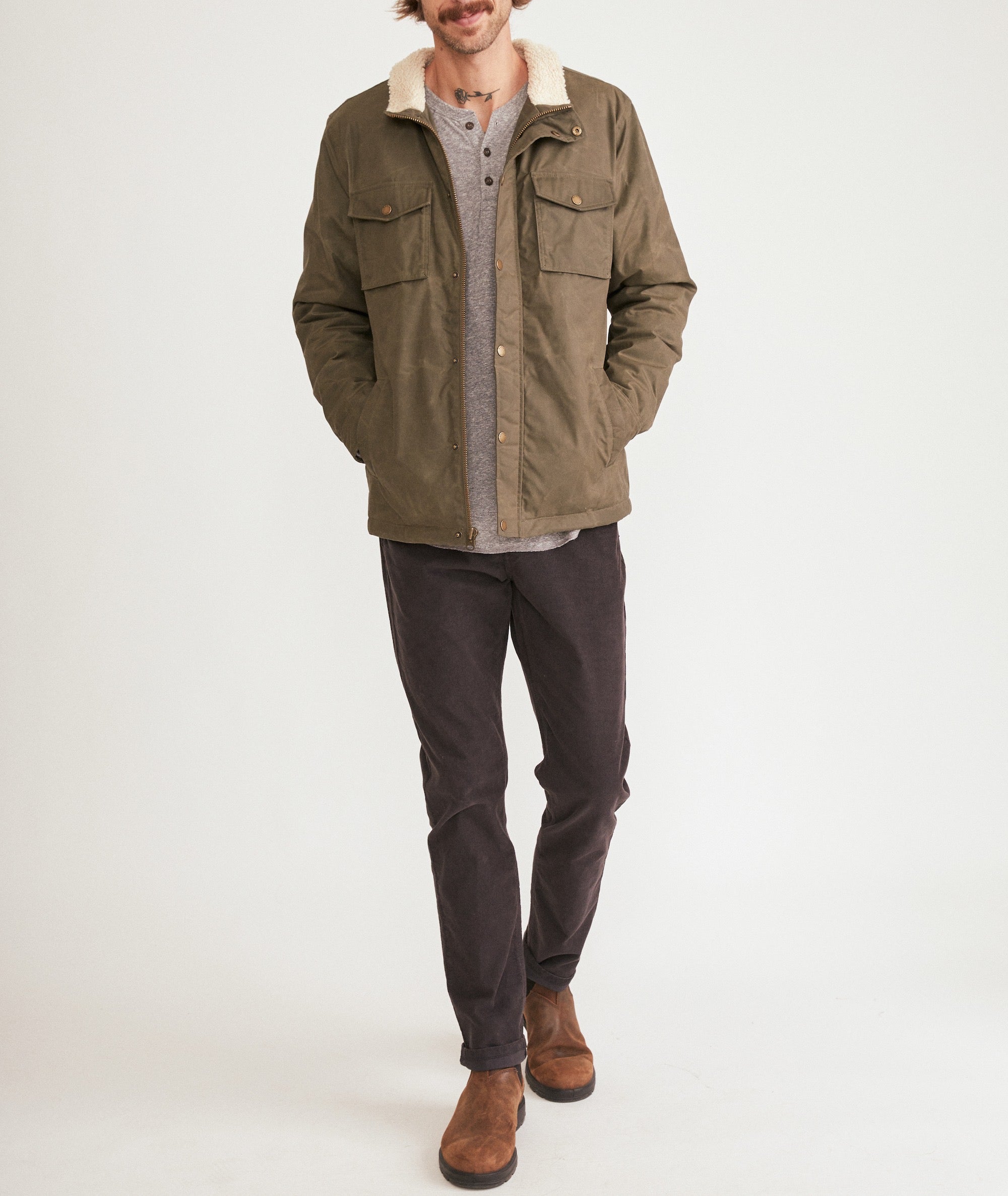 Waxed sherpa jacket top