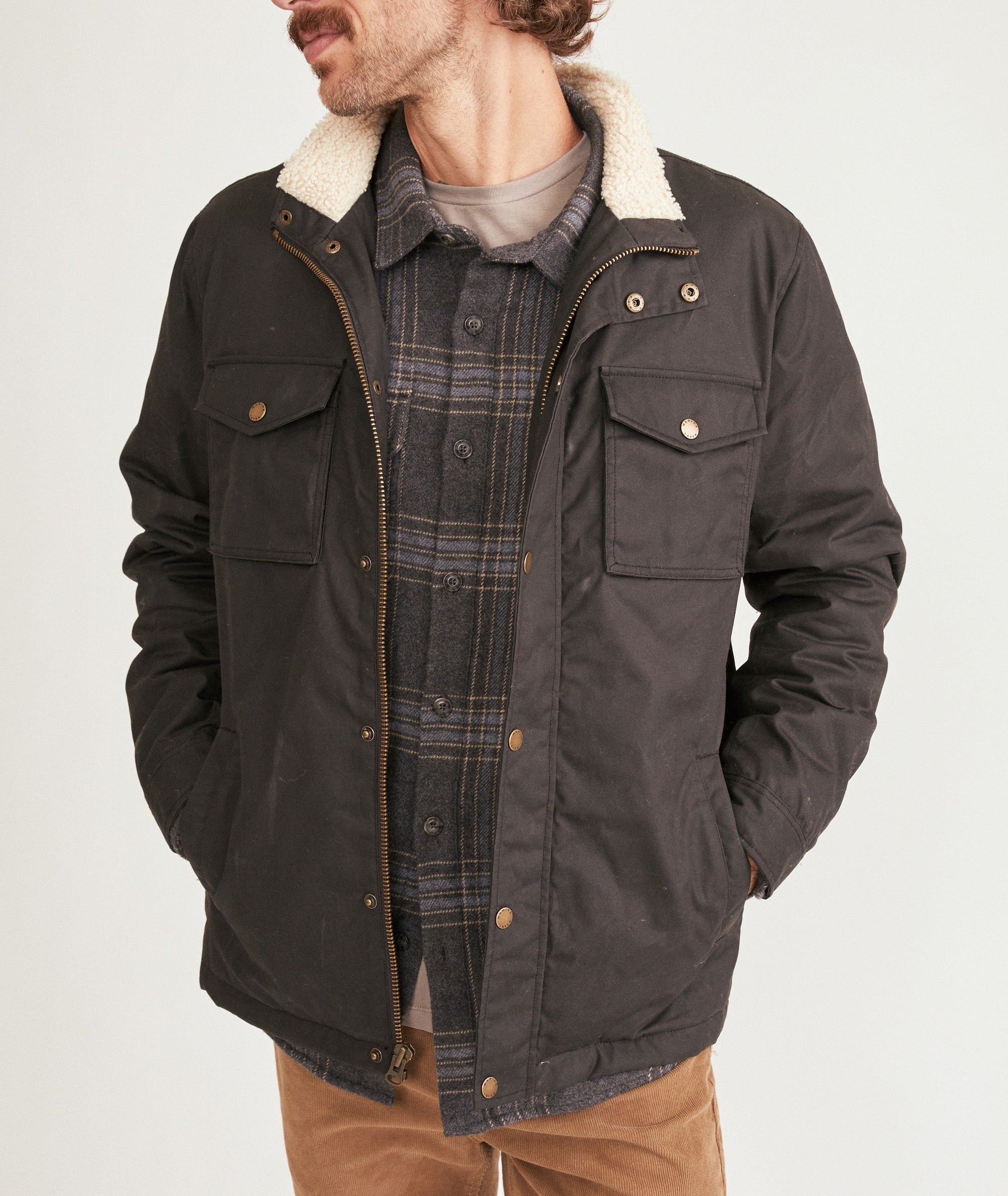 Waxed sherpa clearance jacket