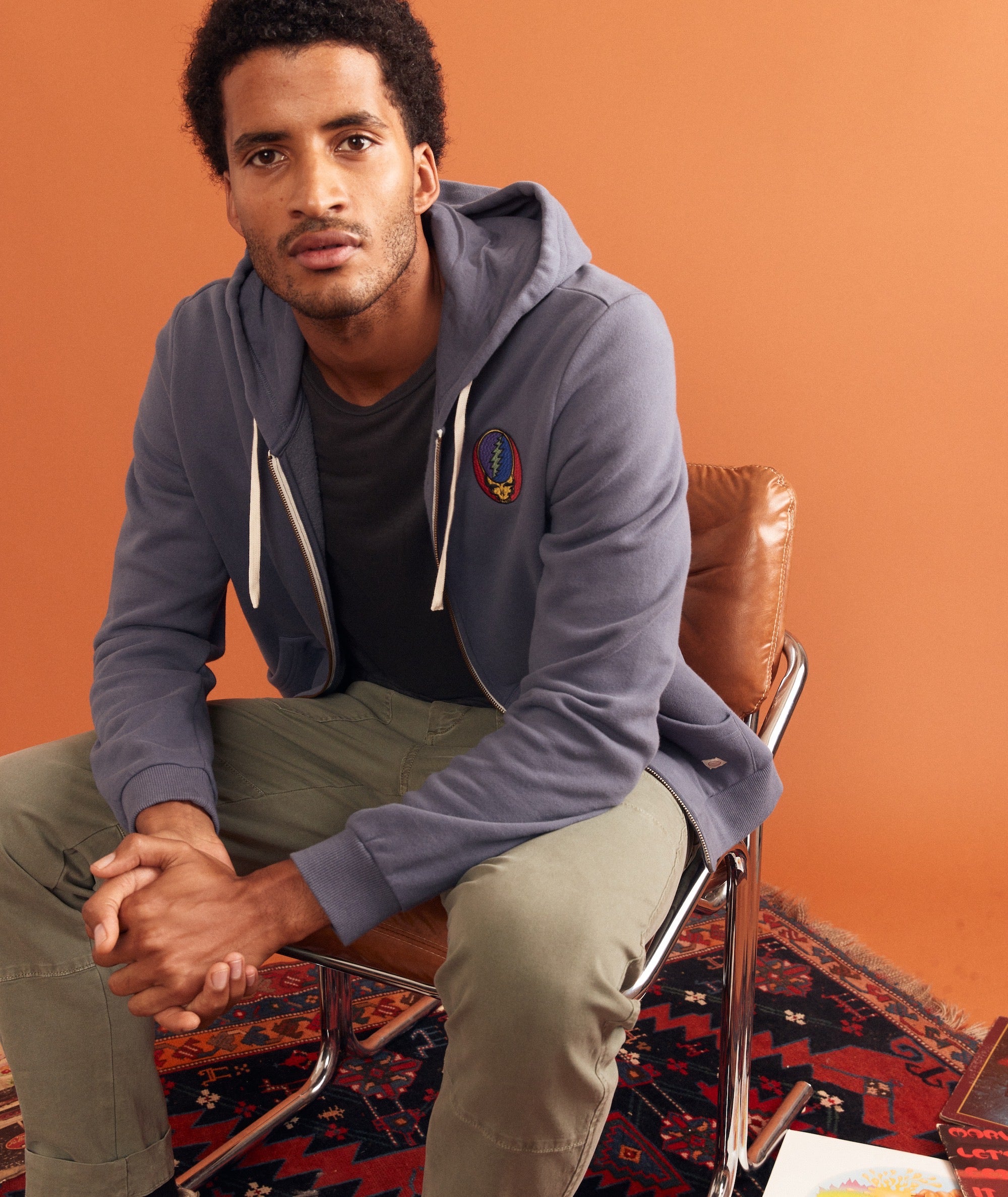 Men's hoodie retro elbows hot sale