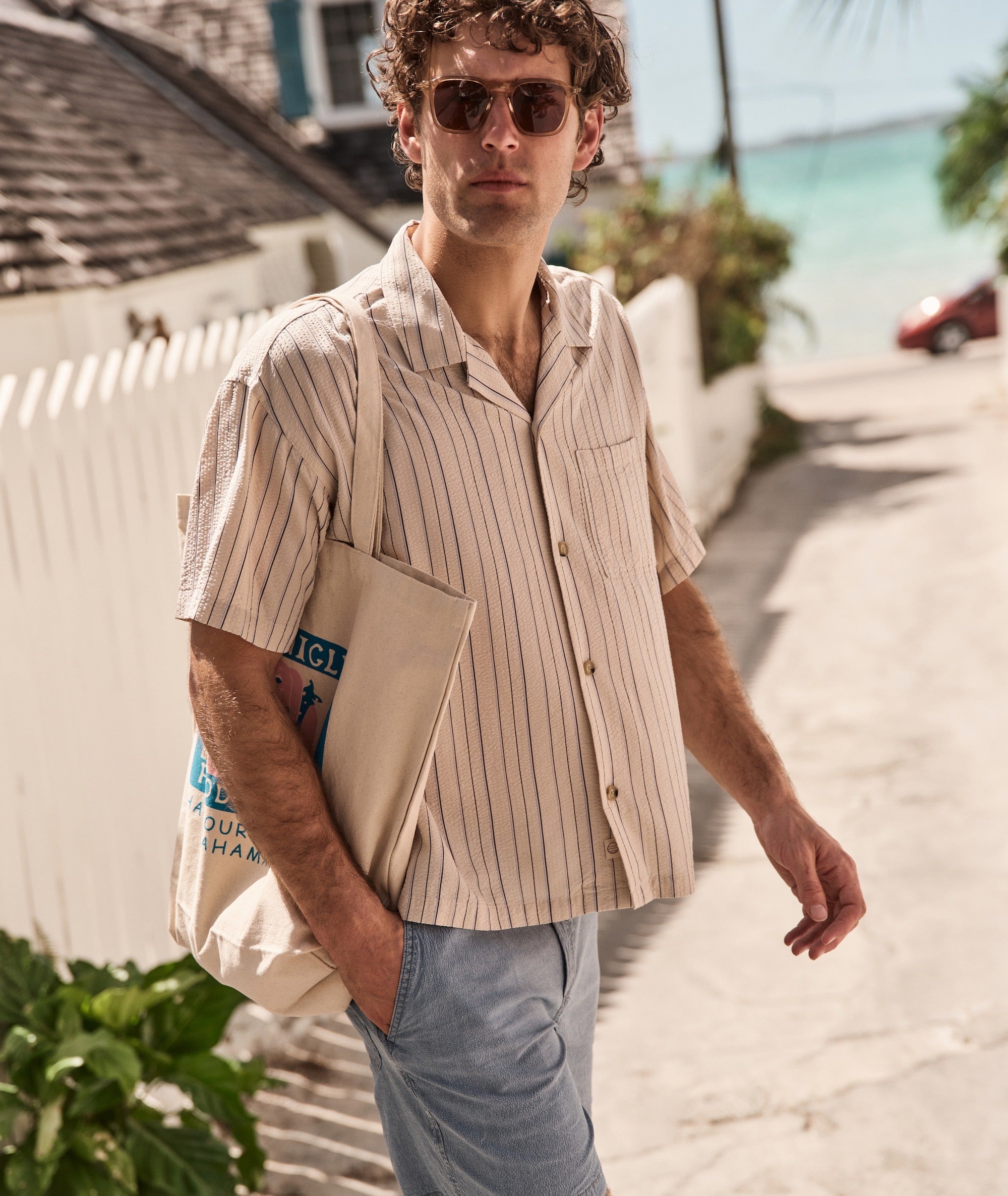 Boxy Resort Shirt - Natural Stripe Boxy Resort Shirt - Natural Stripe