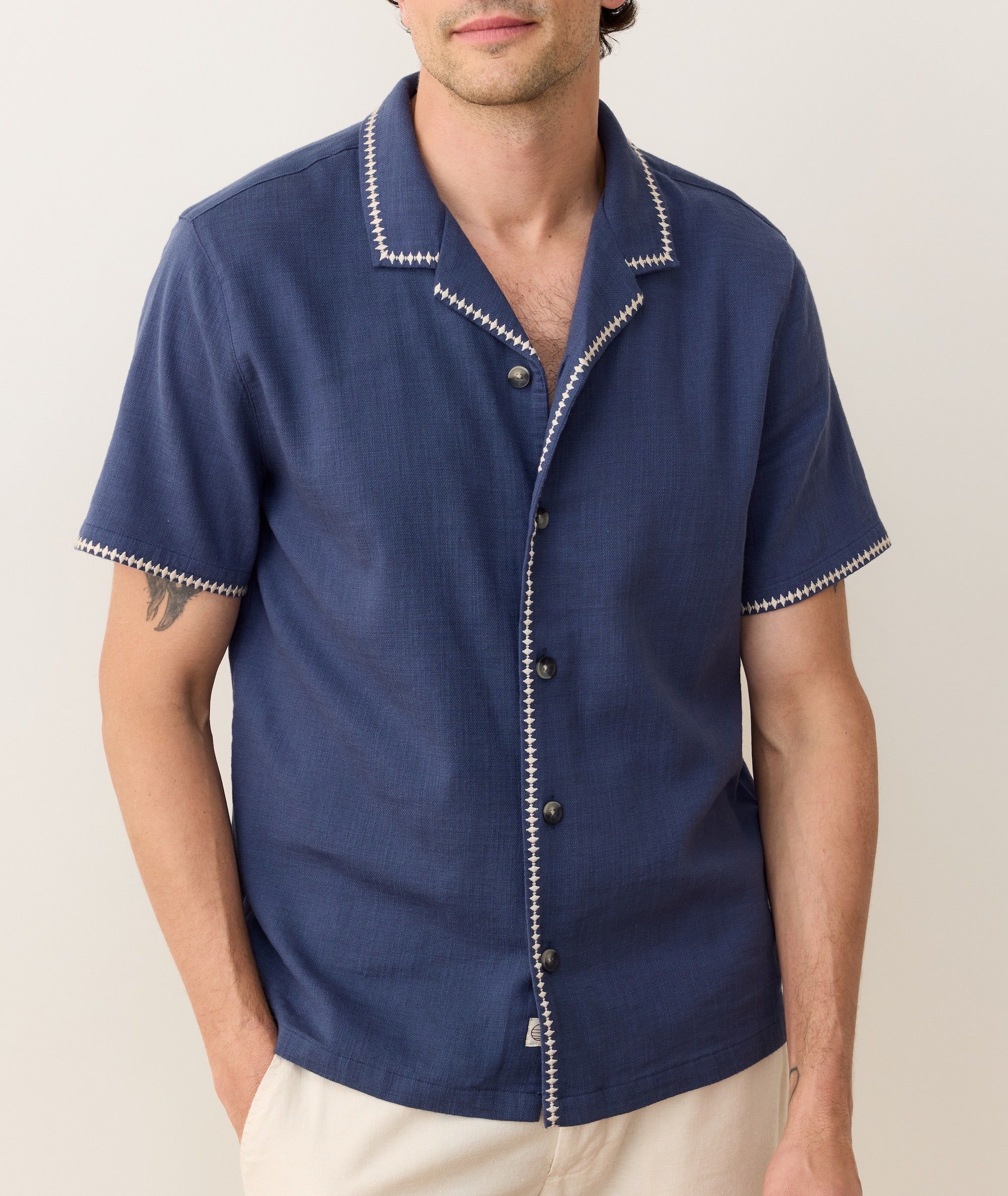 Stretch Selvage Embroidered Resort Shirt