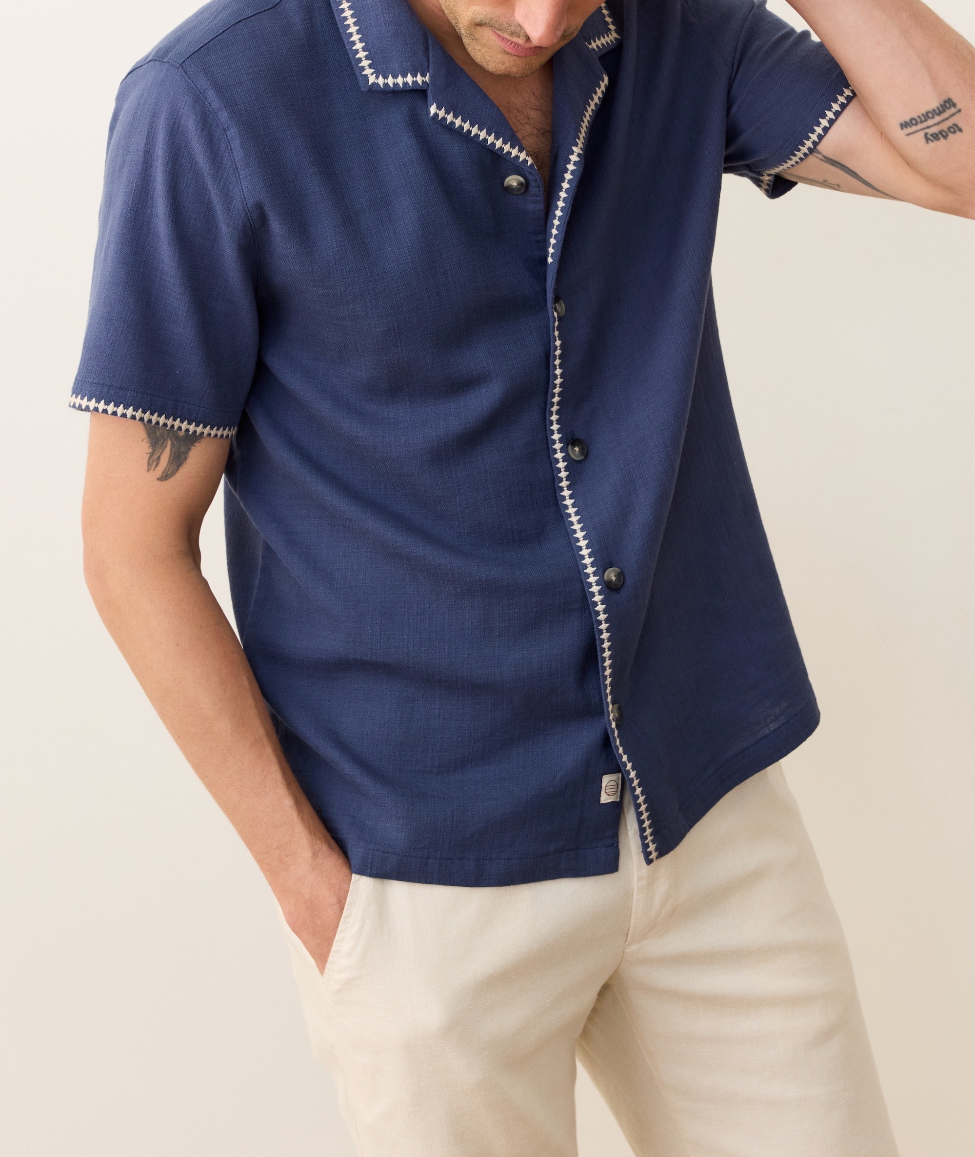 Stretch Selvage Embroidered Resort Shirt