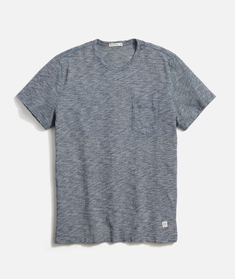 Signature Crew Tee in Indigo Space Dye Stripe