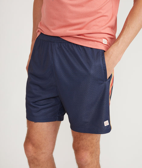 6" Mesh Short in Navy Stripe