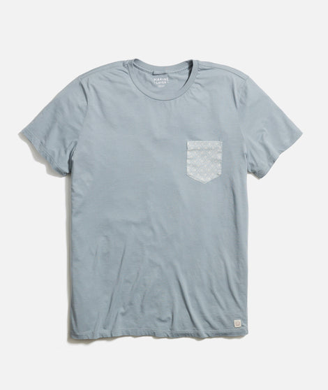 Signature Printed Pocket Tee in Slate