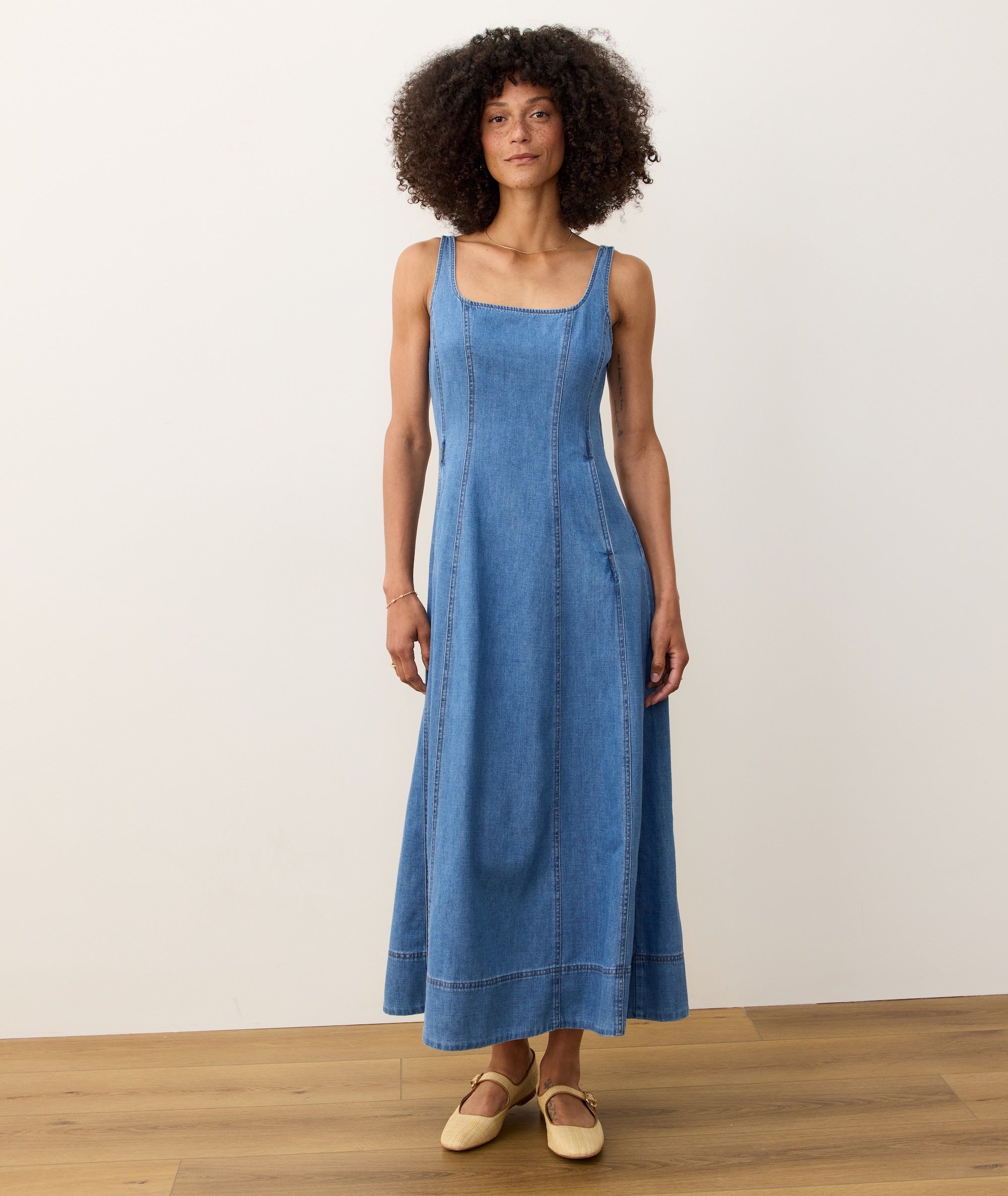 Marine Layer Women's Denim Midi Dress - Blue - Casual Dresses Marine Layer Women's Denim Midi Dress - Blue - Casual Dresses