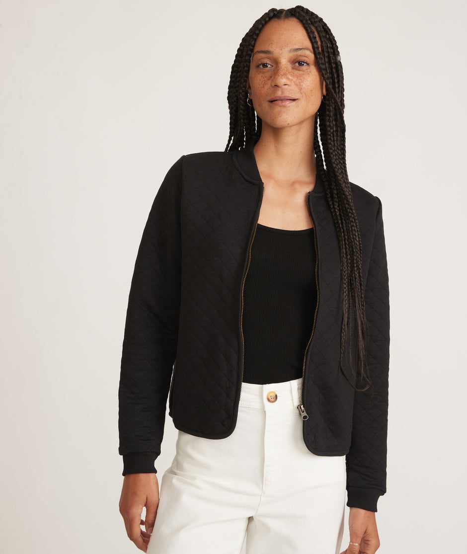 Women's Corbet Quilted Bomber in Black