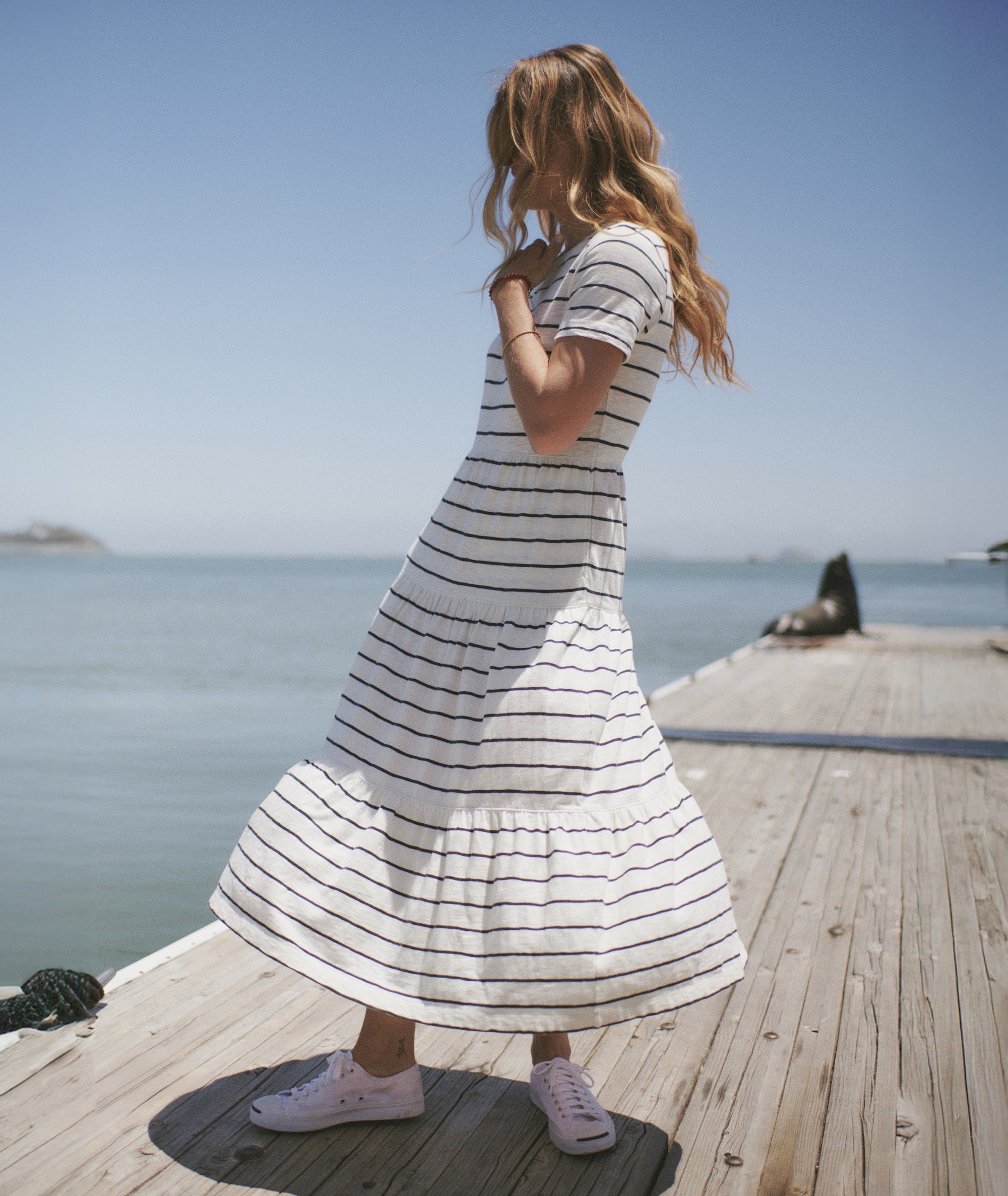 Marine Layer Vintage Slub Midi Dress- Antique White M Marine Layer Vintage Slub Midi Dress- Antique White M