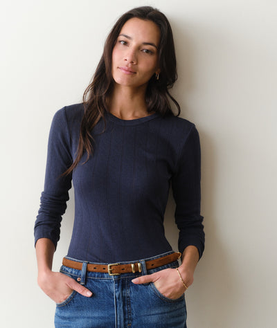 Lexi Pointelle Longsleeve Crew Tee