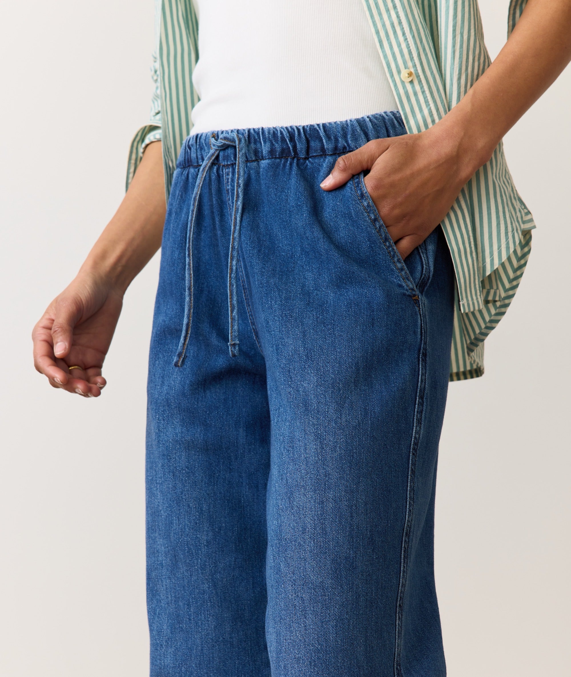 Cropped Drawstring Denim Drawstring Denim Pant – Marine Layer