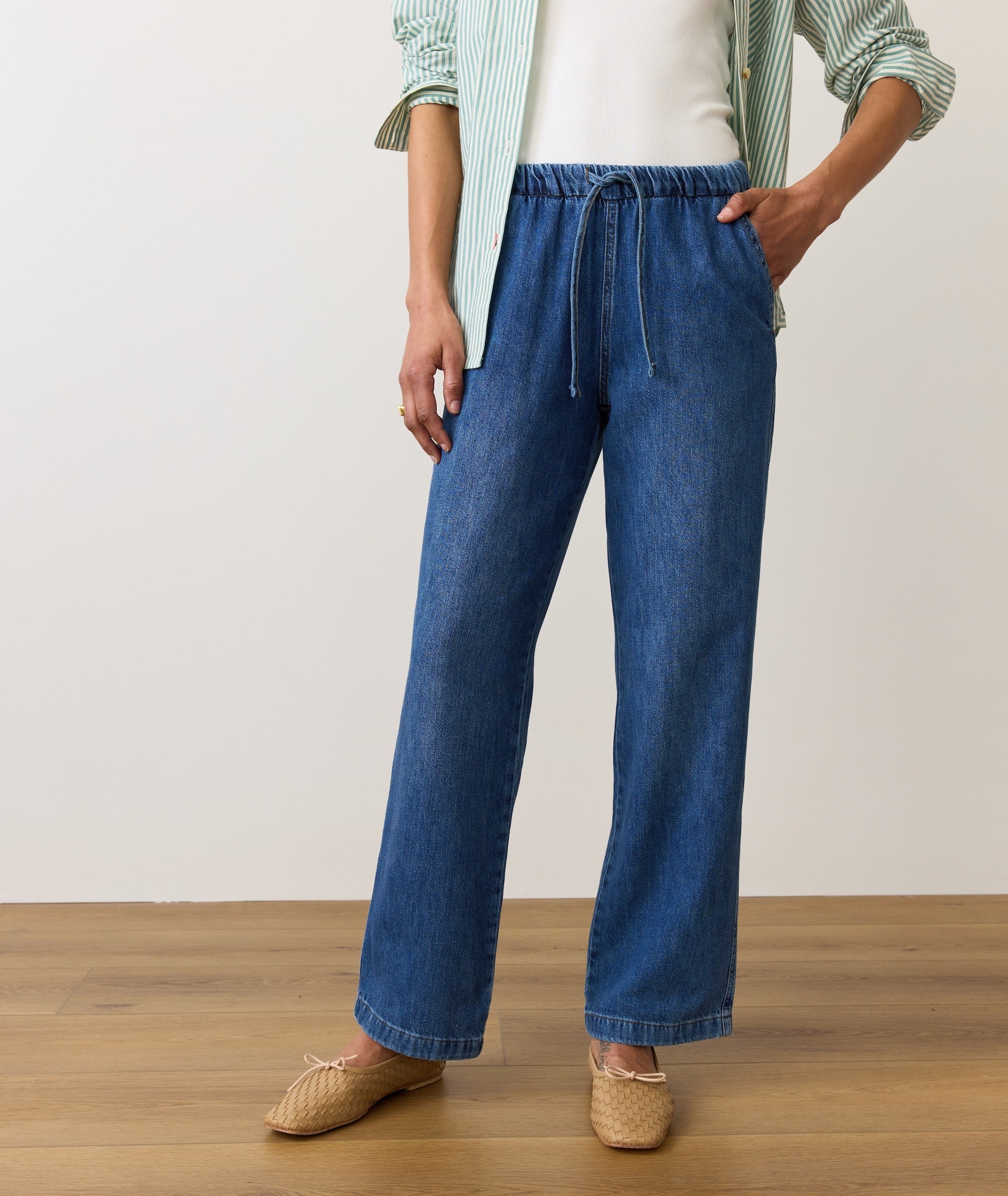 Cropped Drawstring Denim Drawstring Denim Pant – Marine Layer