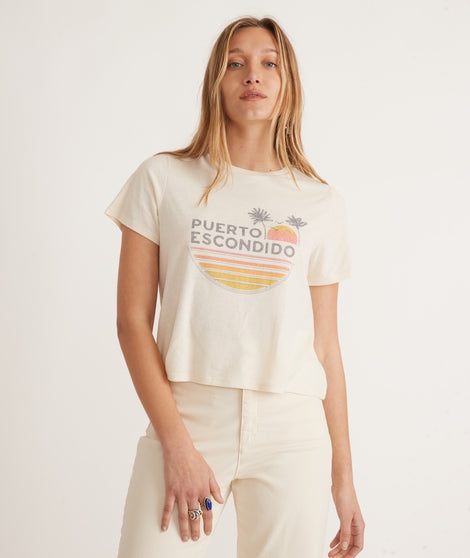 Re-Spun Crop Graphic Tee in Natural