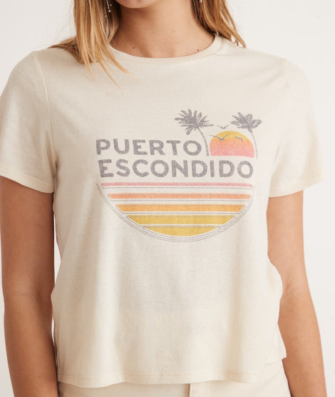Re-Spun Crop Graphic Tee in Natural
