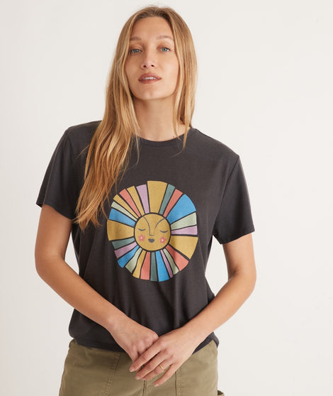 Re-Spun Crop Graphic Tee in Washed Black