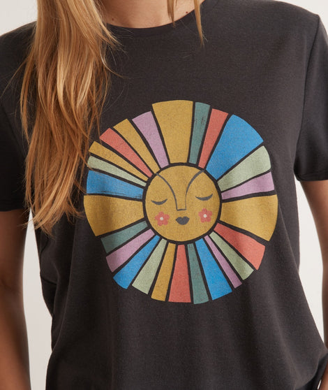Re-Spun Crop Graphic Tee in Washed Black