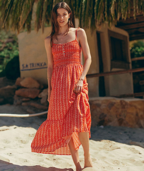 marine layer maxi dress Women's Carmen Smocked | Sardina Print while the timeless design Color:Pink Rainbow Heart Wedding Dress Dry Cleaning prom 2025 gown