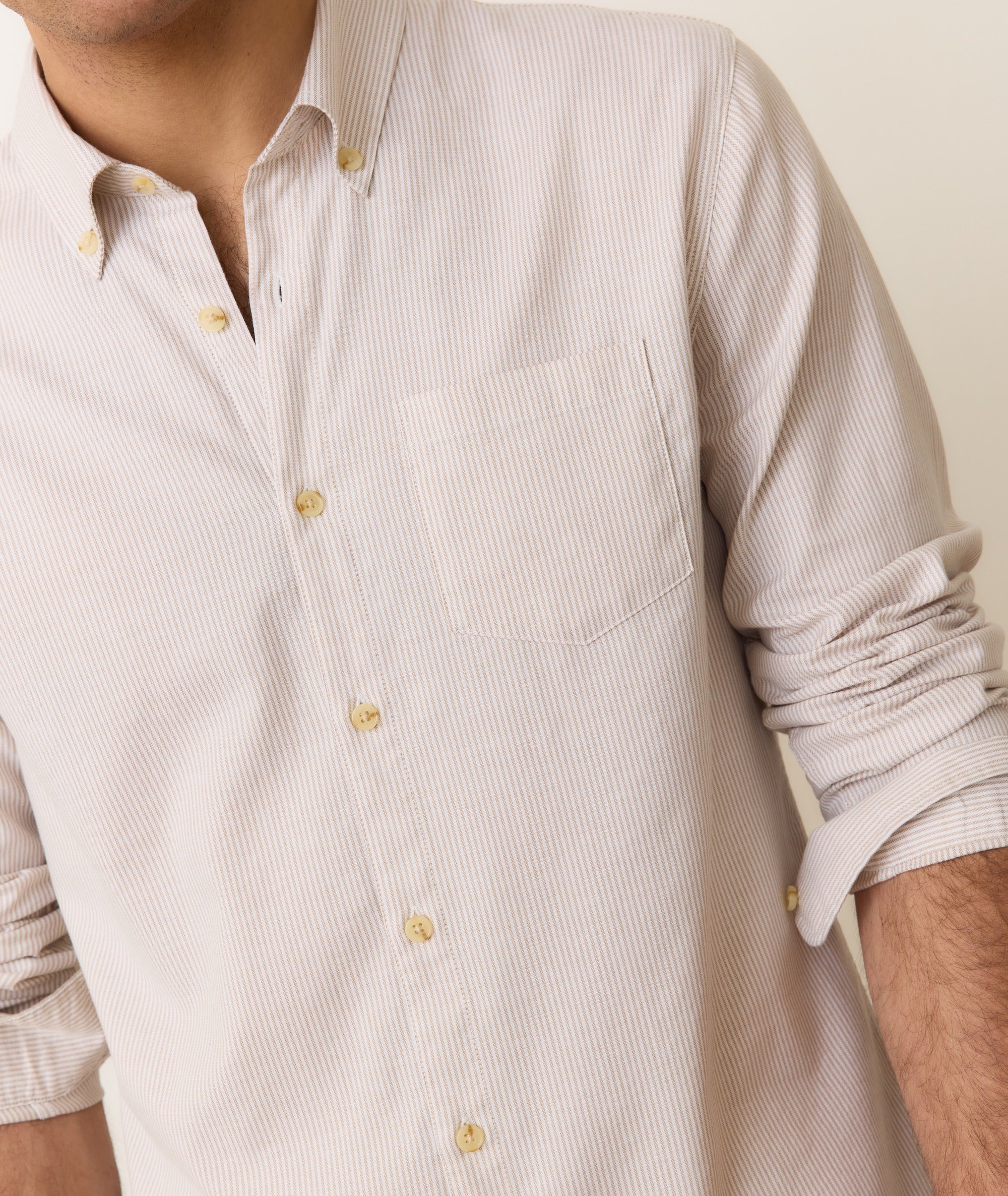 Marine Layer California Button Down Oxford Shirt - Warm/Cream Stripe Marine Layer California Button Down Oxford Shirt - Warm/Cream Stripe