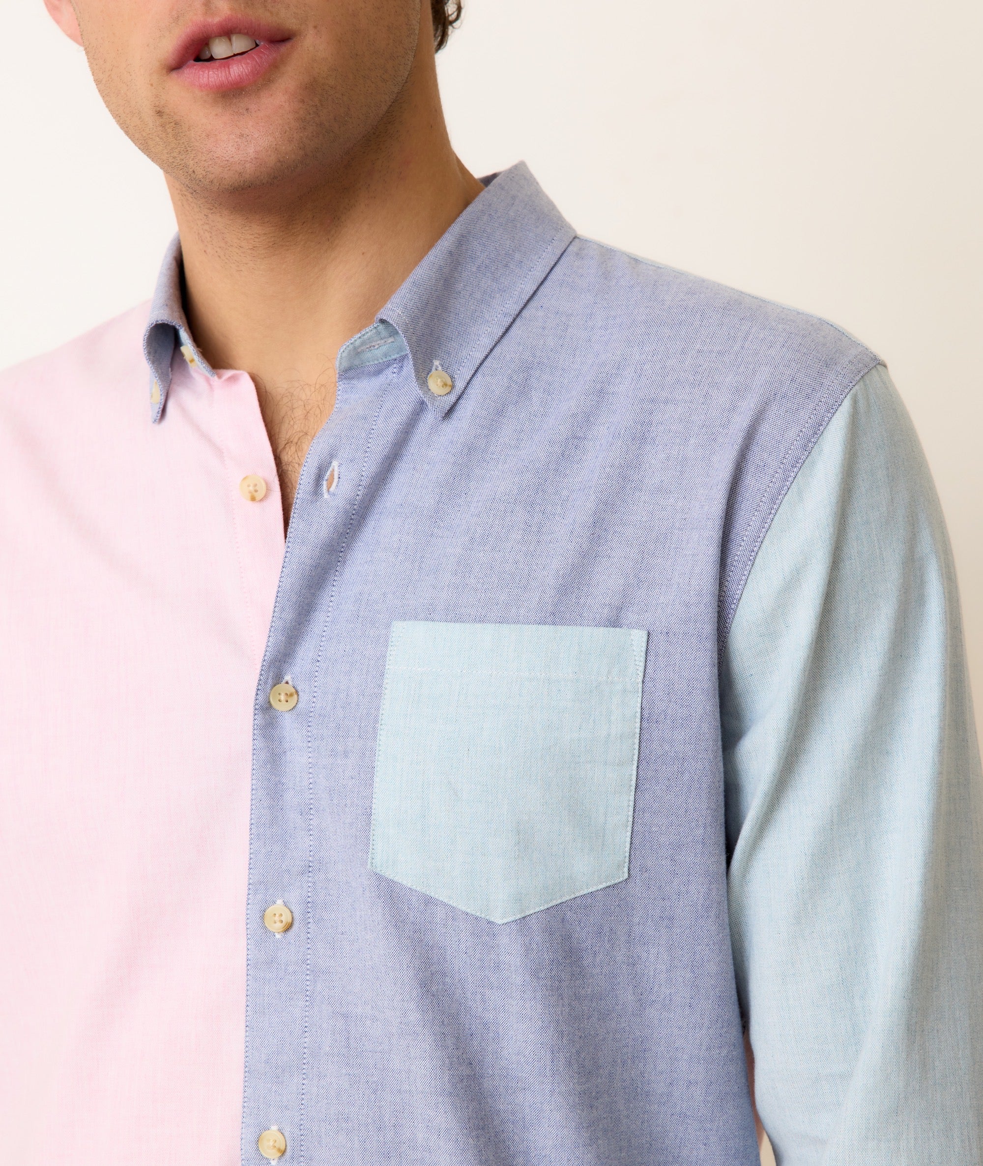 men's color block dress shirt FROG Color Block Button Down Shirt