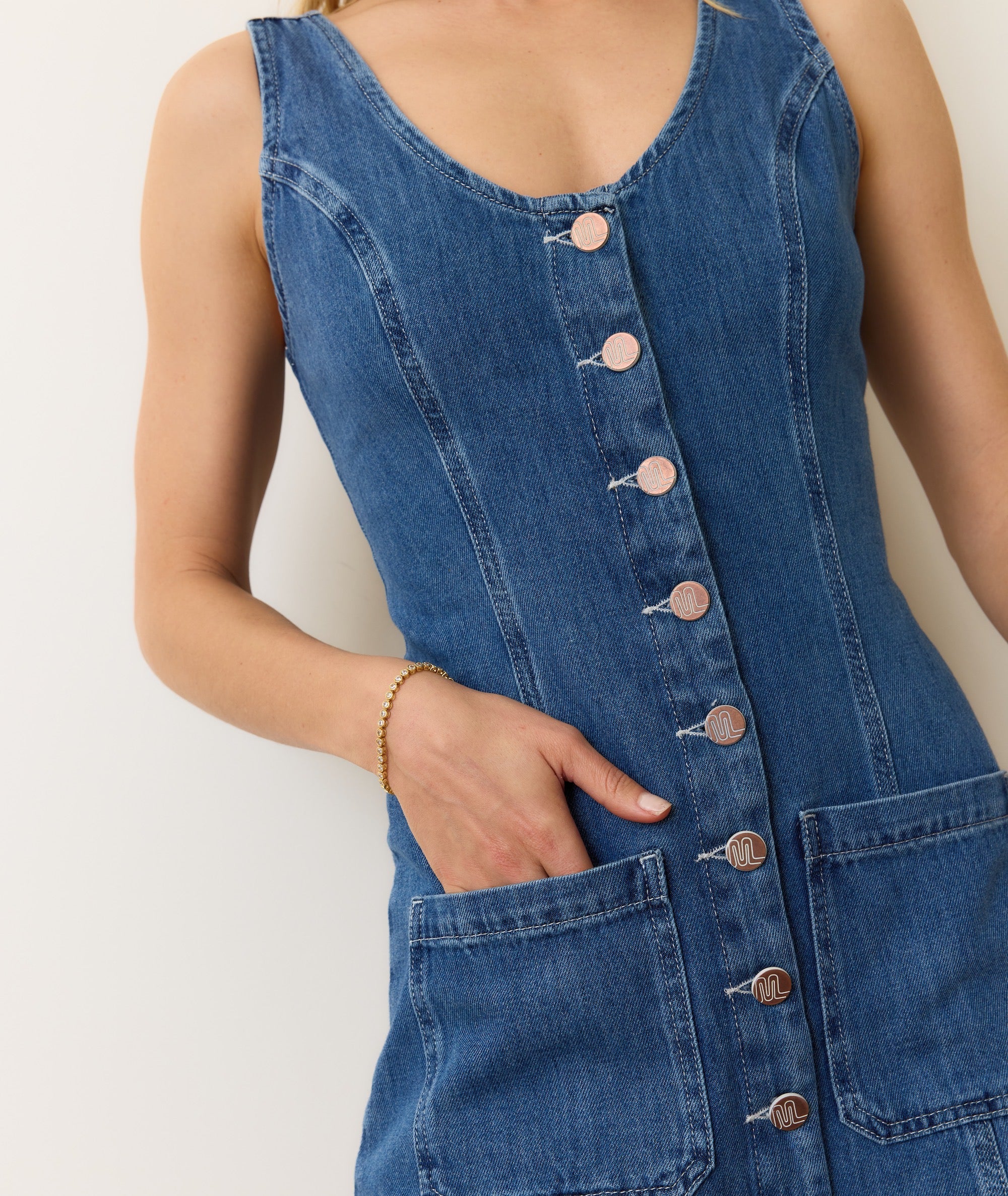 Daisy Denim Mini Dress Medium Wash / L Daisy Denim Mini Dress Medium Wash / L